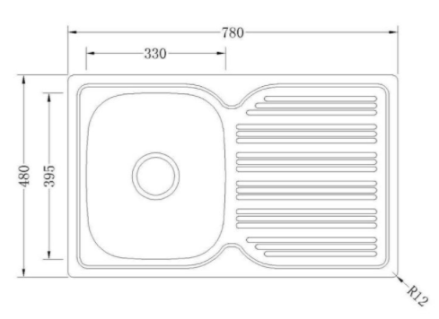 BUK Left Hand Single Bowl Sink with Drainer JK78.1LS