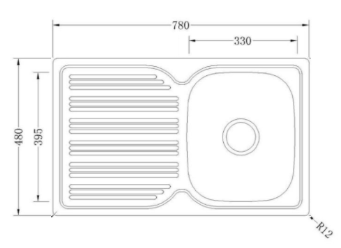 BUK Right Hand Single Bowl Sink with Drainer JK78.1RS