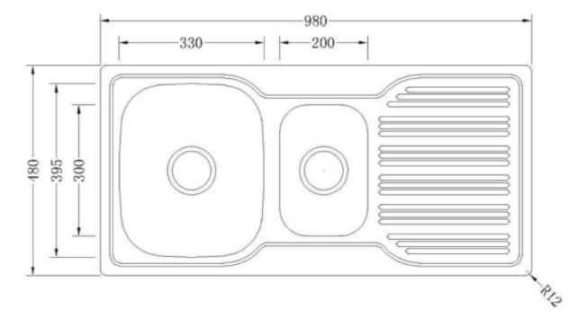 BUK Left Hand 1 & 1/4 Bowl Sink with Drainer JK98.1LS