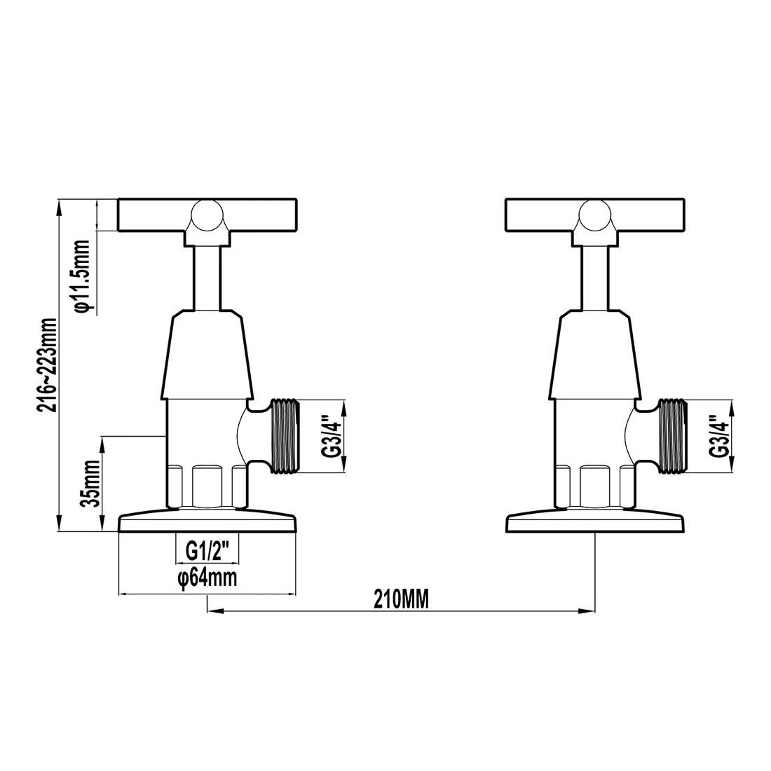 Tigris Washing Machine Stops Chrome JKTT03