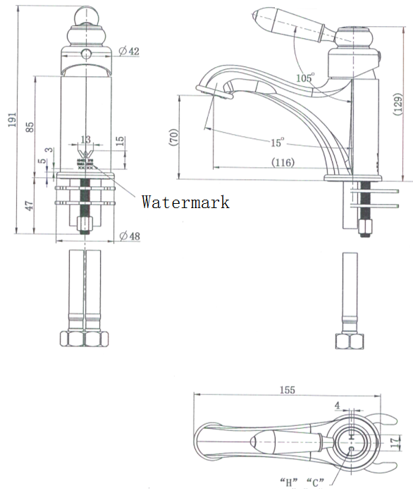 Modern National Bordeaux Basin Mixer Brushed Bronze BOR001BM