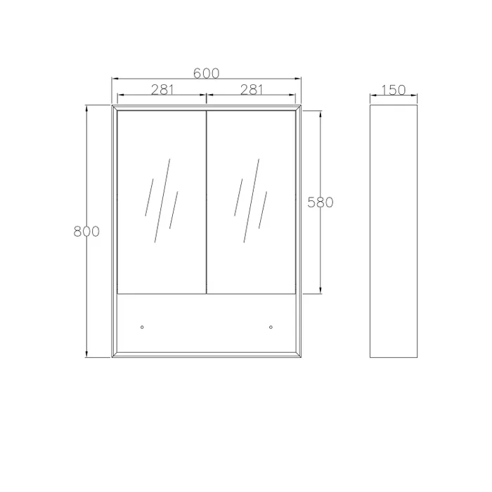 Otti Boston 600mm Shaving Cabinet Matte White BSSV600W