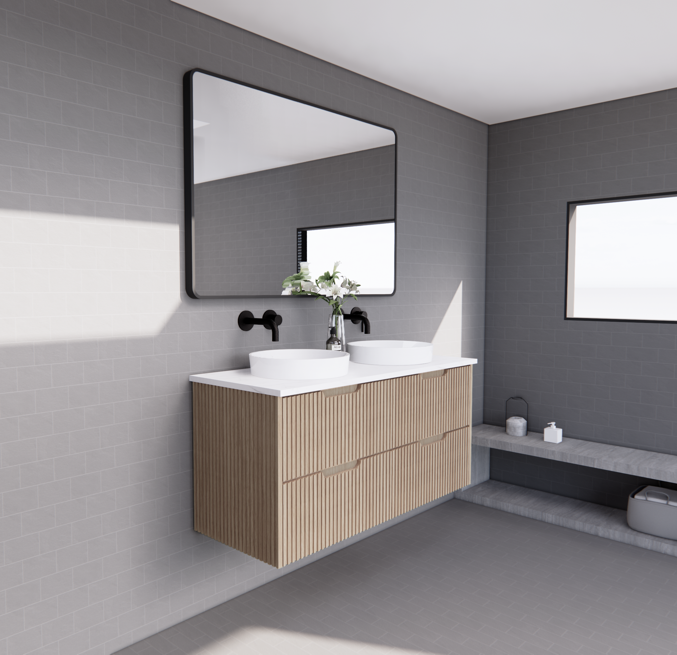 Bali American Oak Wall Hung Vanity