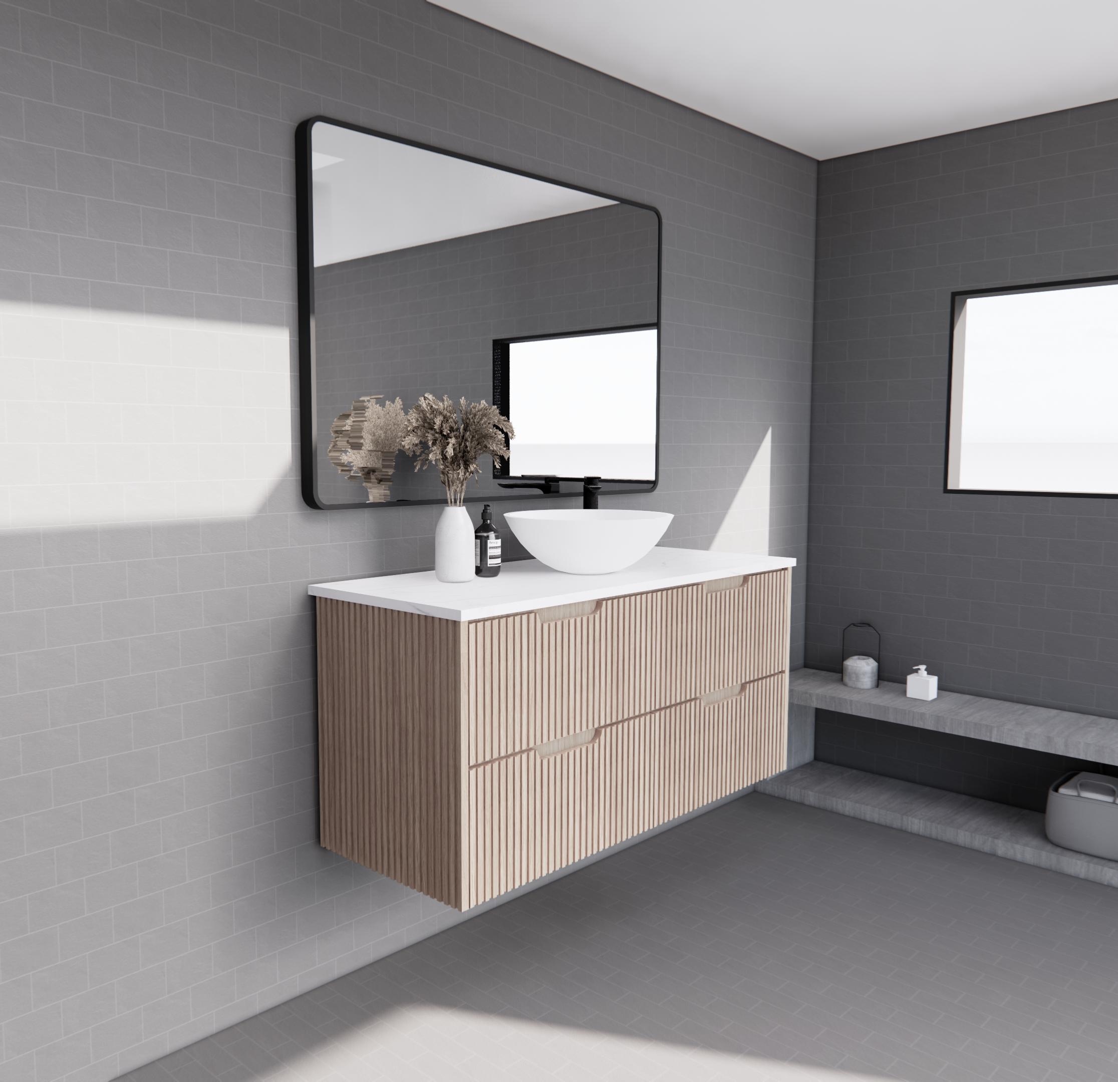 Bali American Oak Wall Hung Vanity