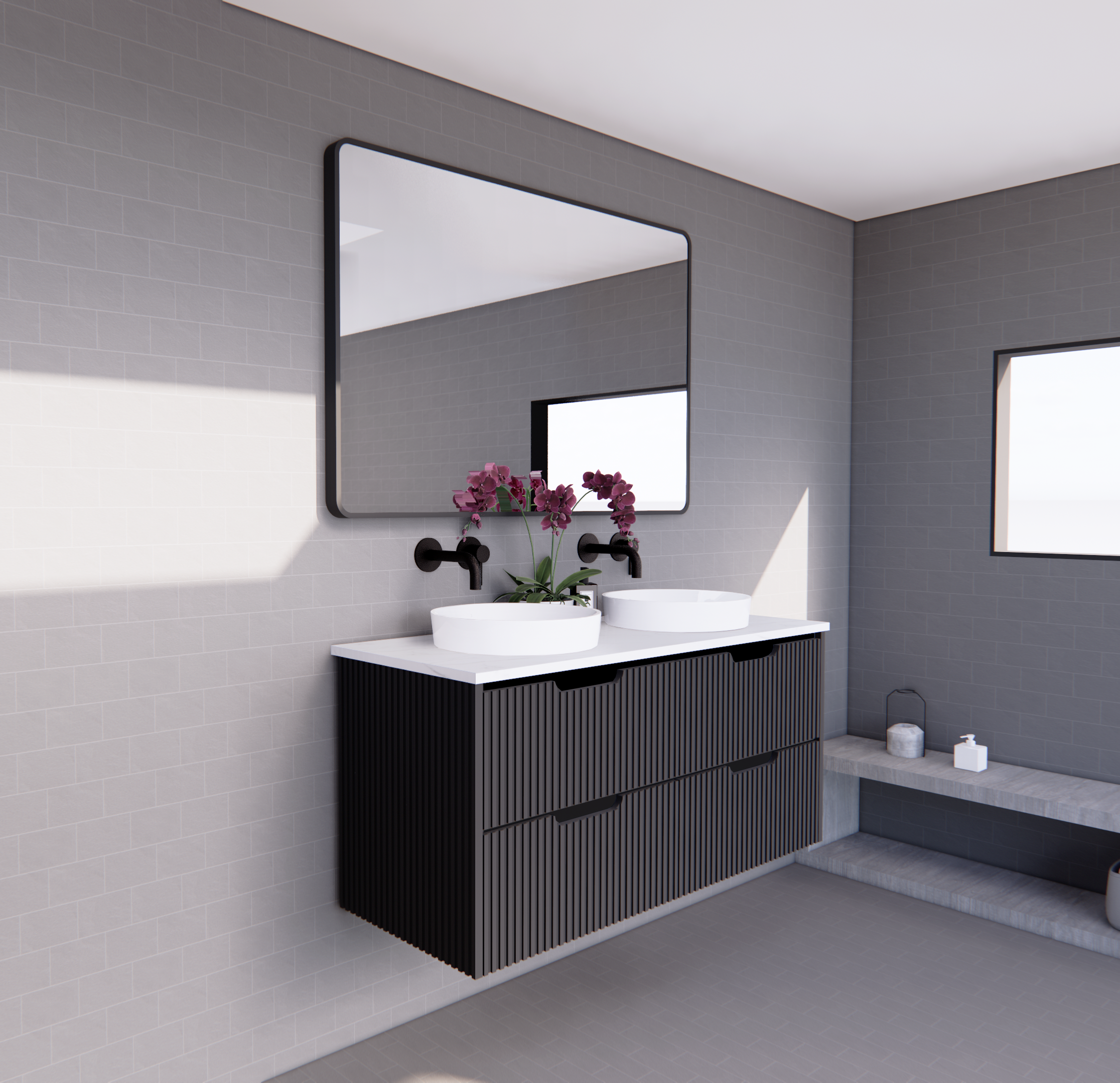 Bali Matte Black Wall Hung Vanity