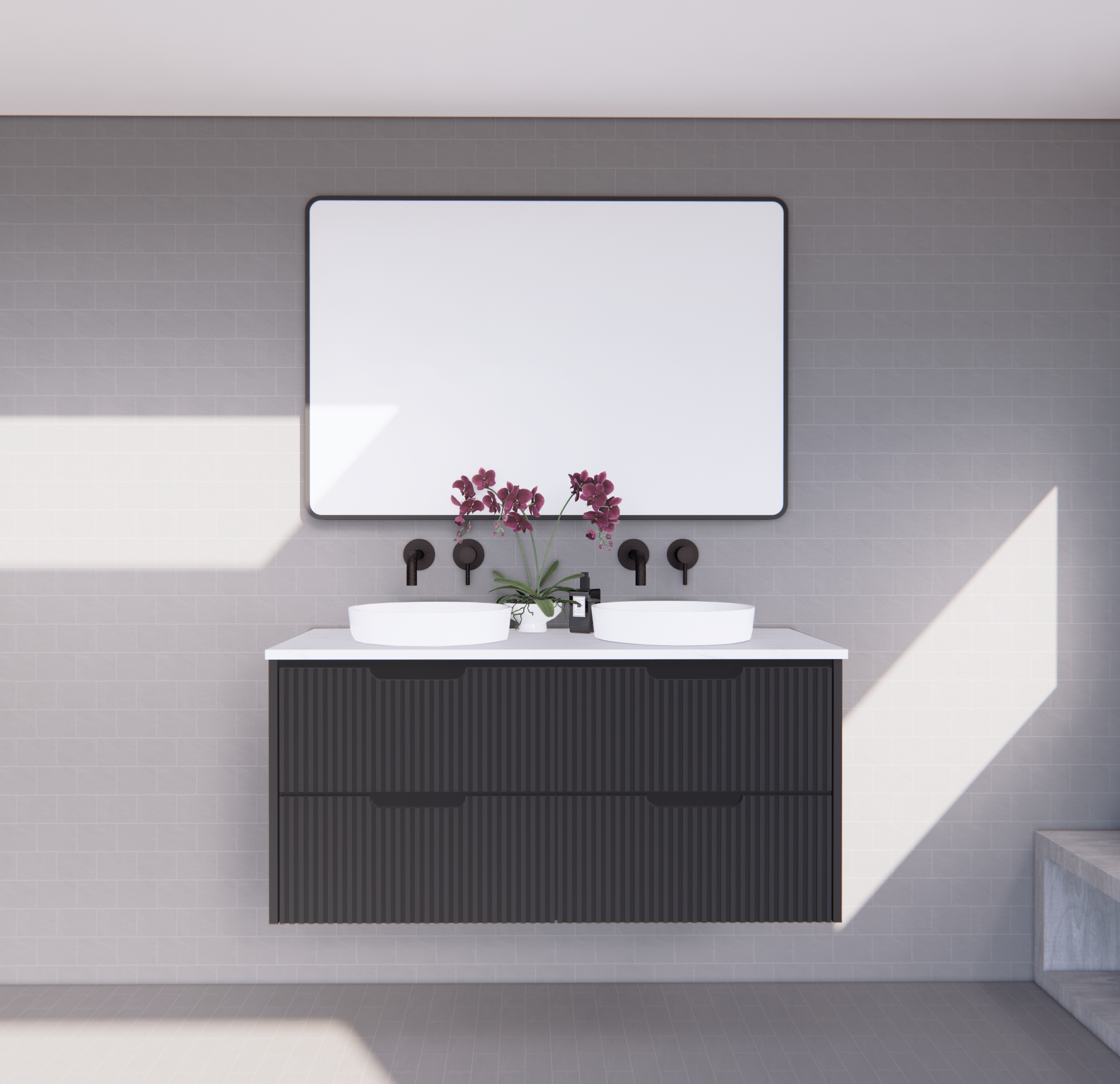 Bali Matte Black Wall Hung Vanity
