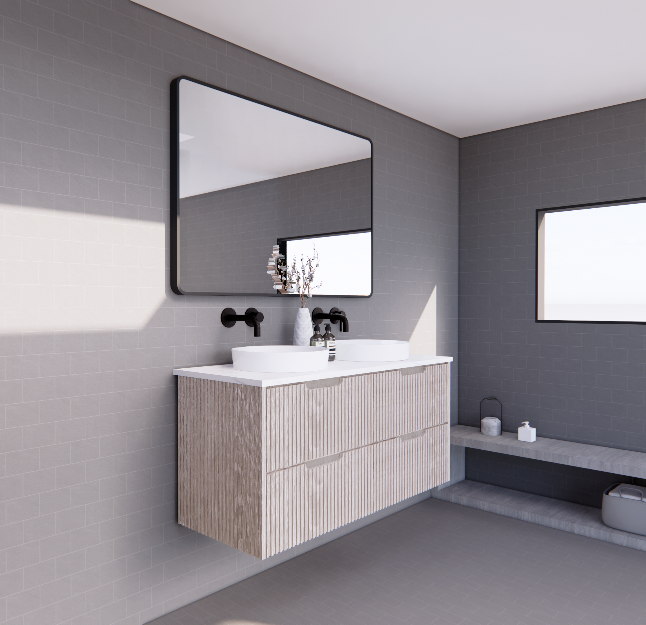 Bali White Oak Wall Hung Vanity