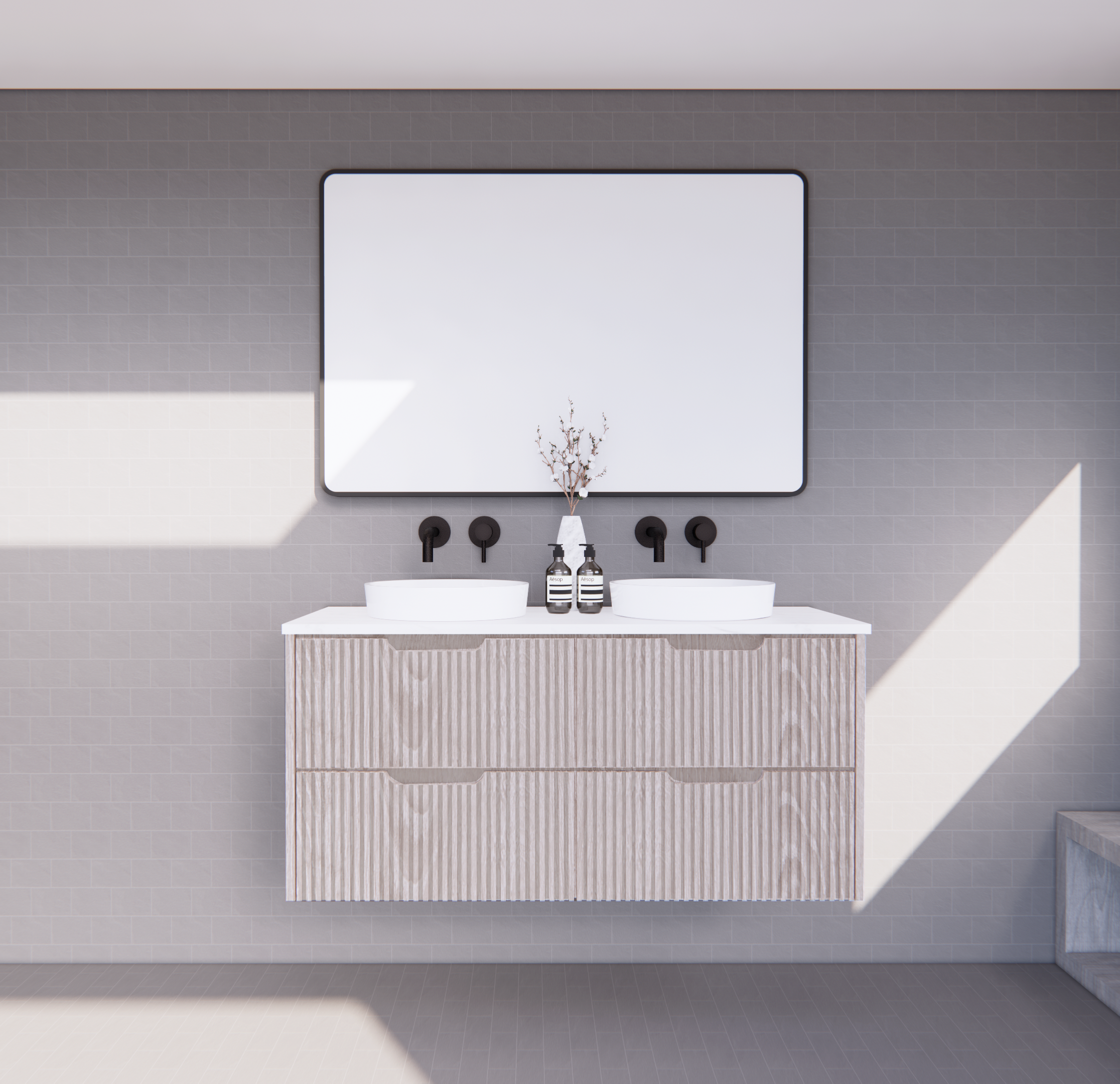 Bali White Oak Wall Hung Vanity