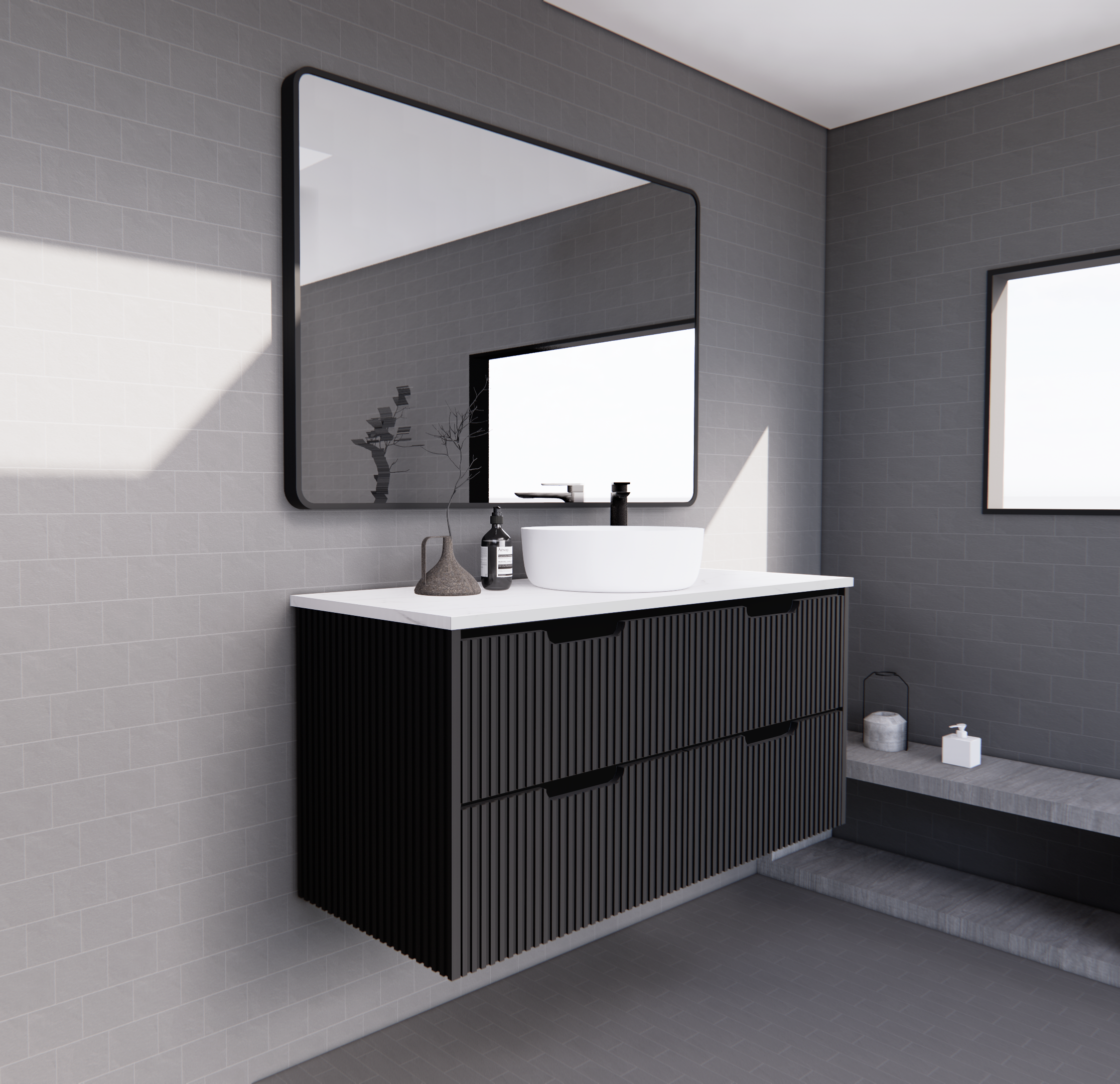 Bali Matte Black Wall Hung Vanity