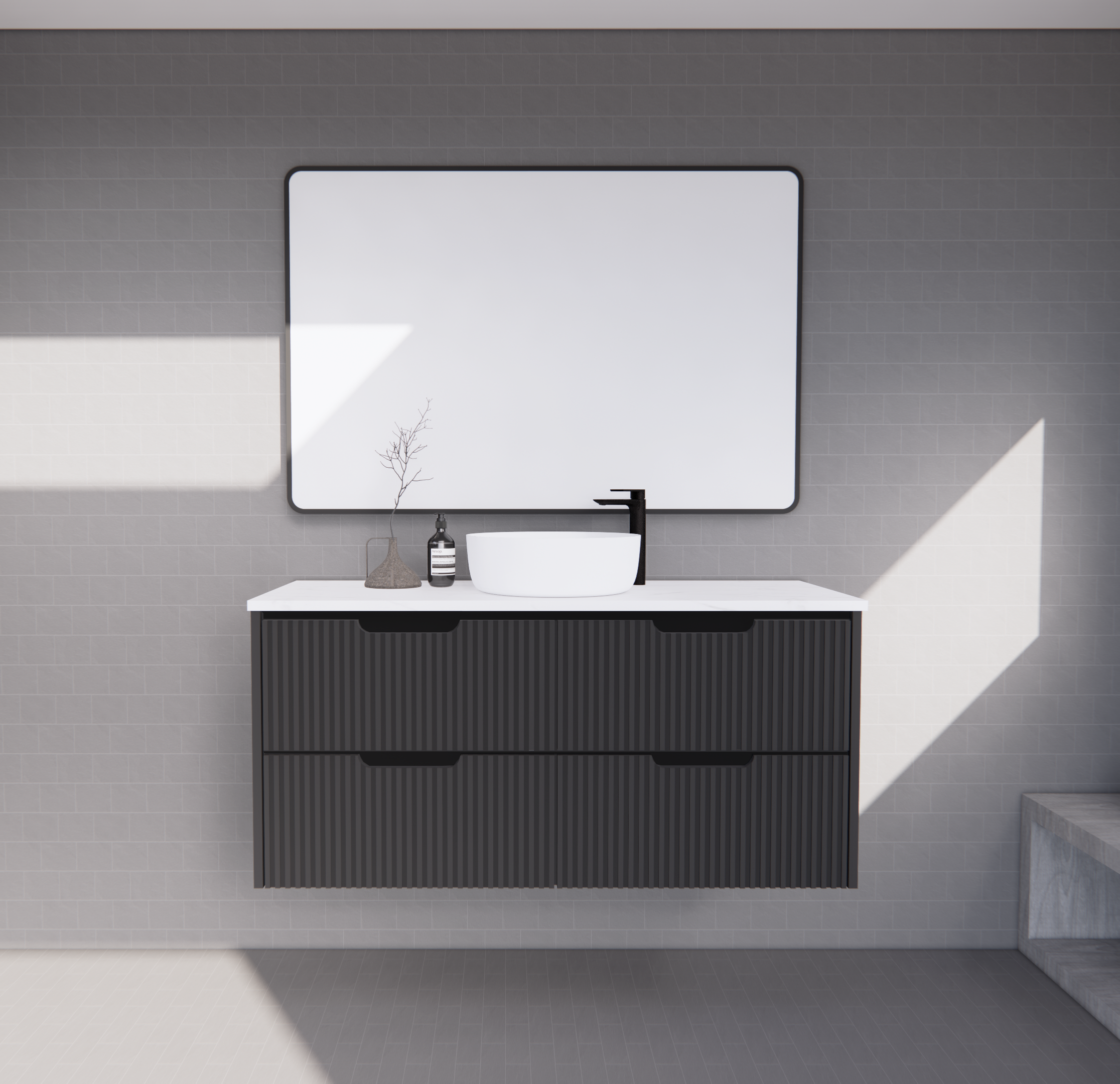 Bali Matte Black Wall Hung Vanity