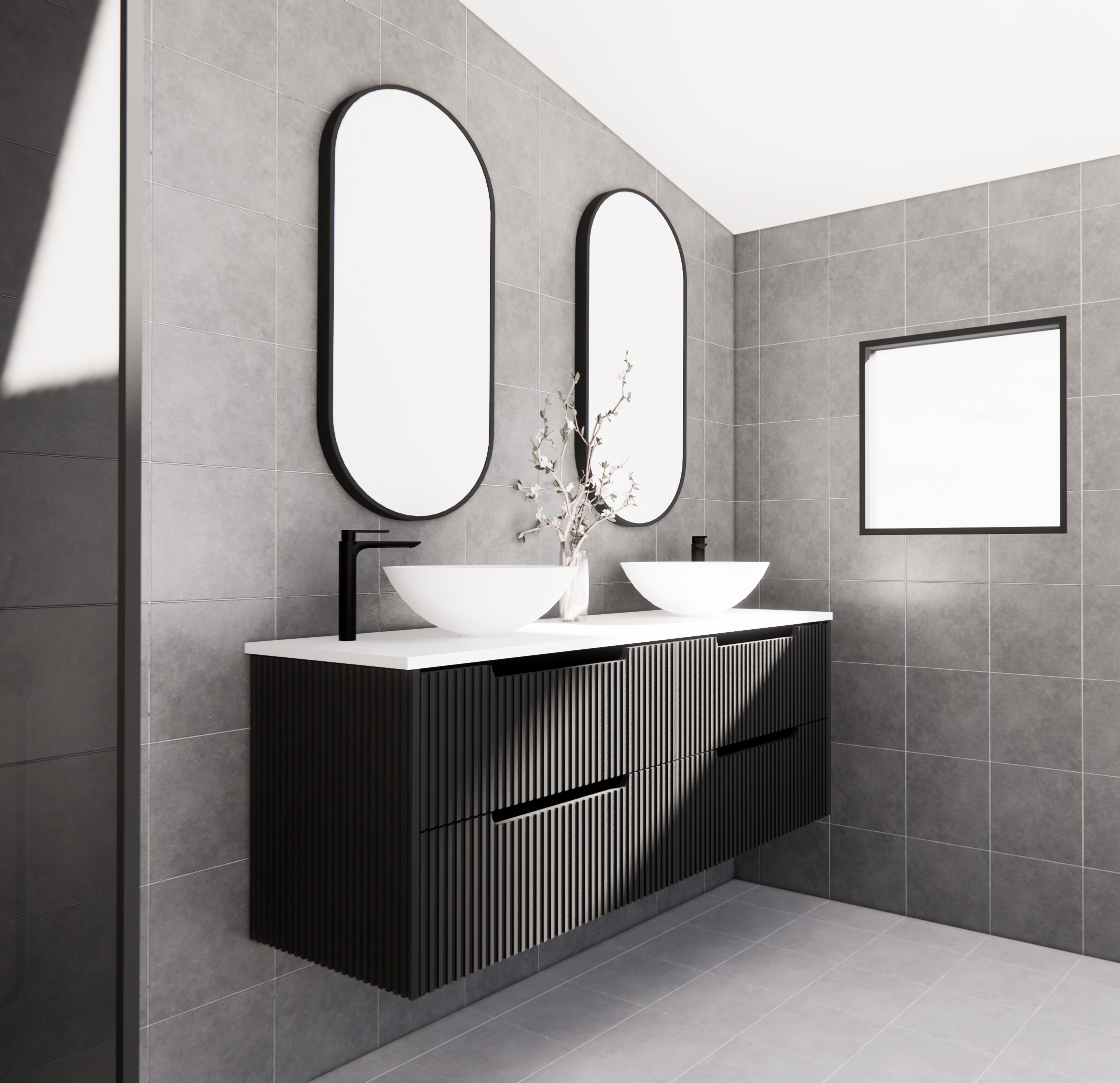 Bali Matte Black Wall Hung Vanity