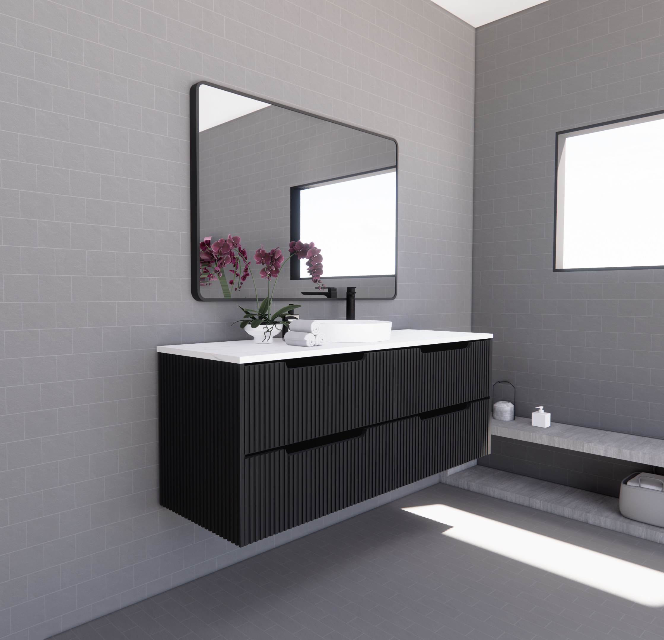 Bali Matte Black Wall Hung Vanity