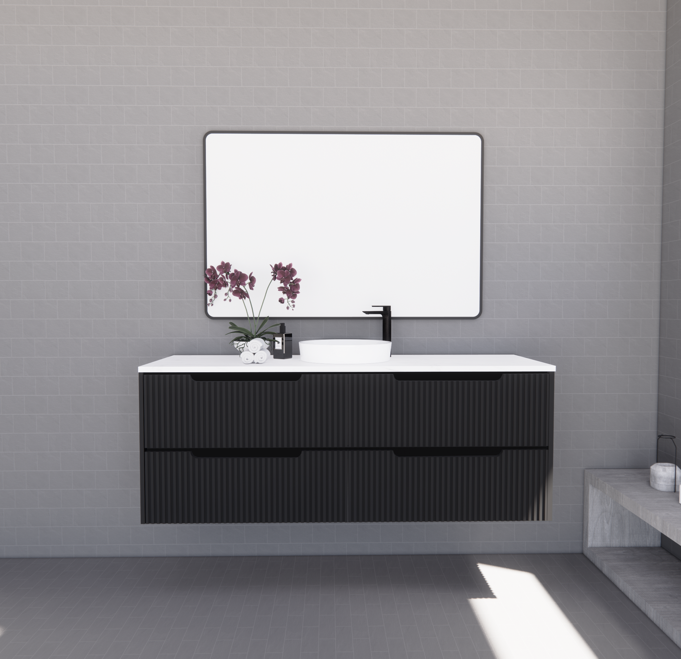 Bali Matte Black Wall Hung Vanity