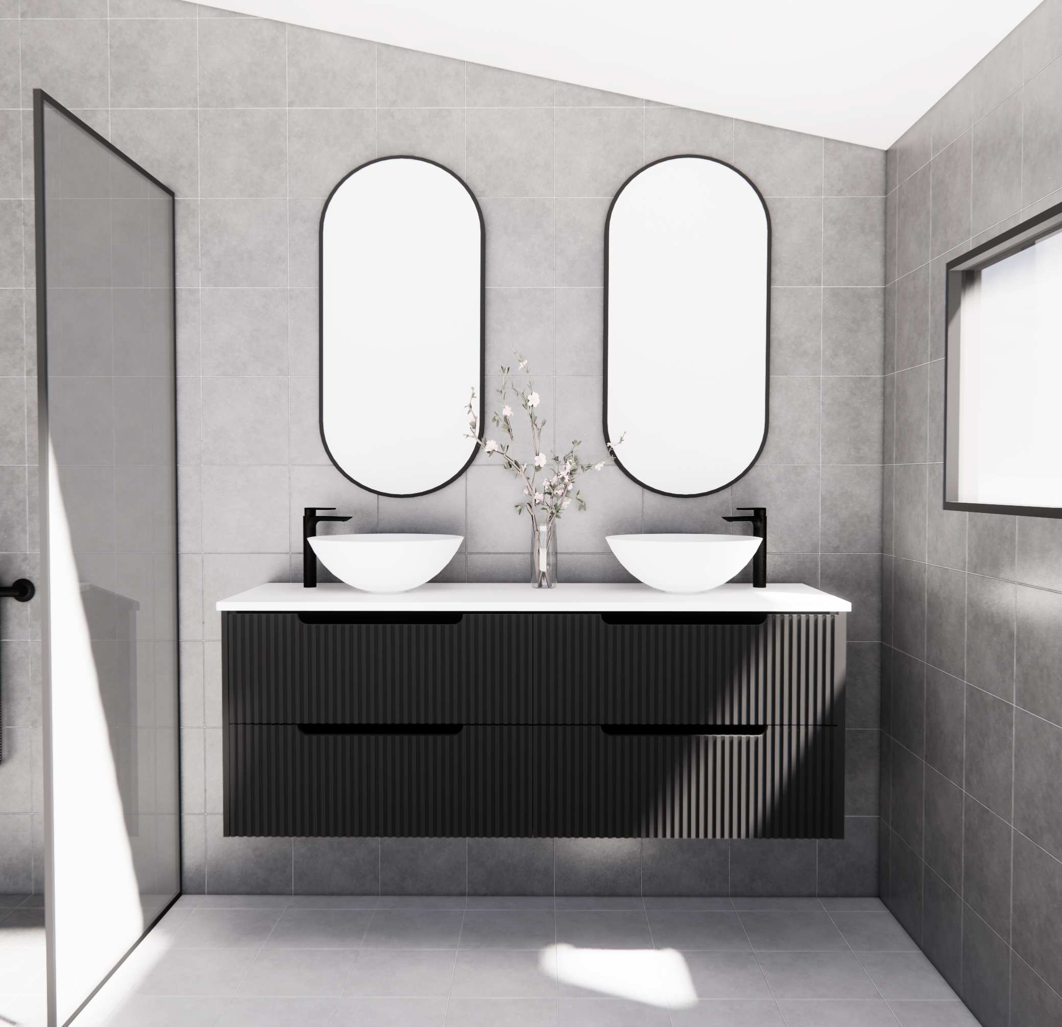 Bali Matte Black Wall Hung Vanity