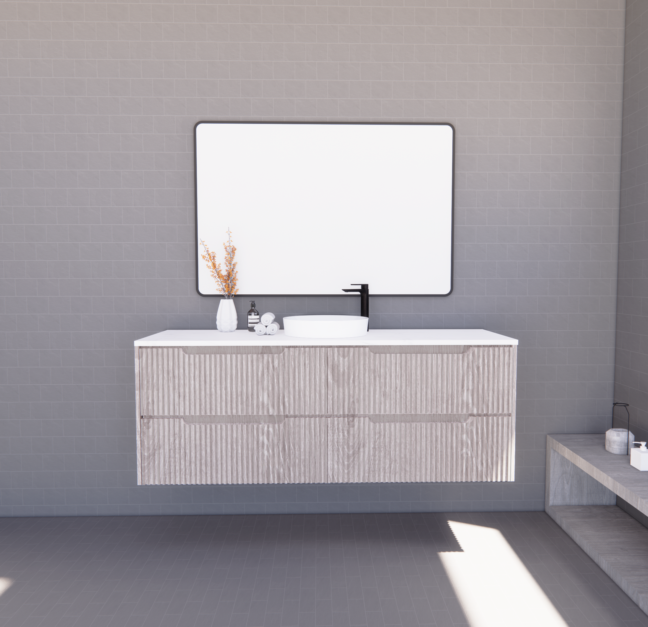 Bali White Oak Wall Hung Vanity