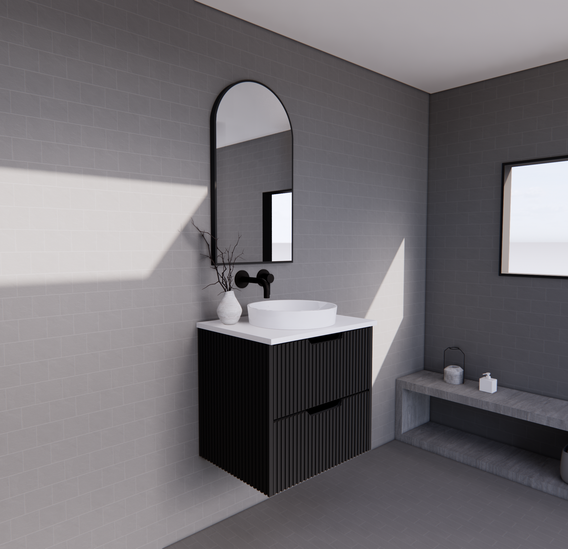 Bali Matte Black Wall Hung Vanity