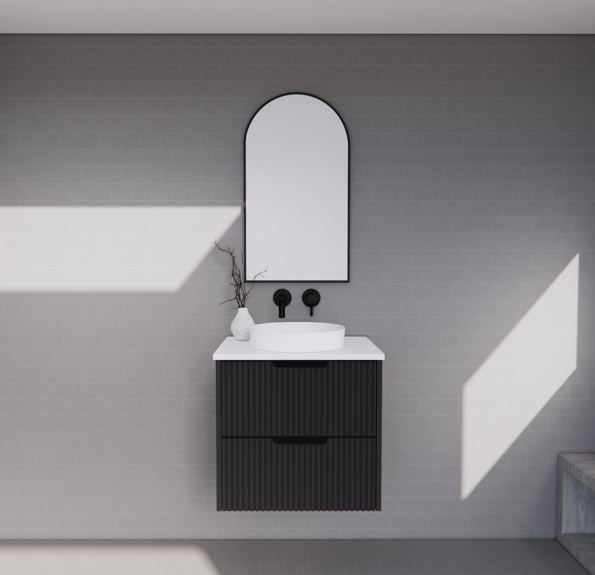 Bali Matte Black Wall Hung Vanity