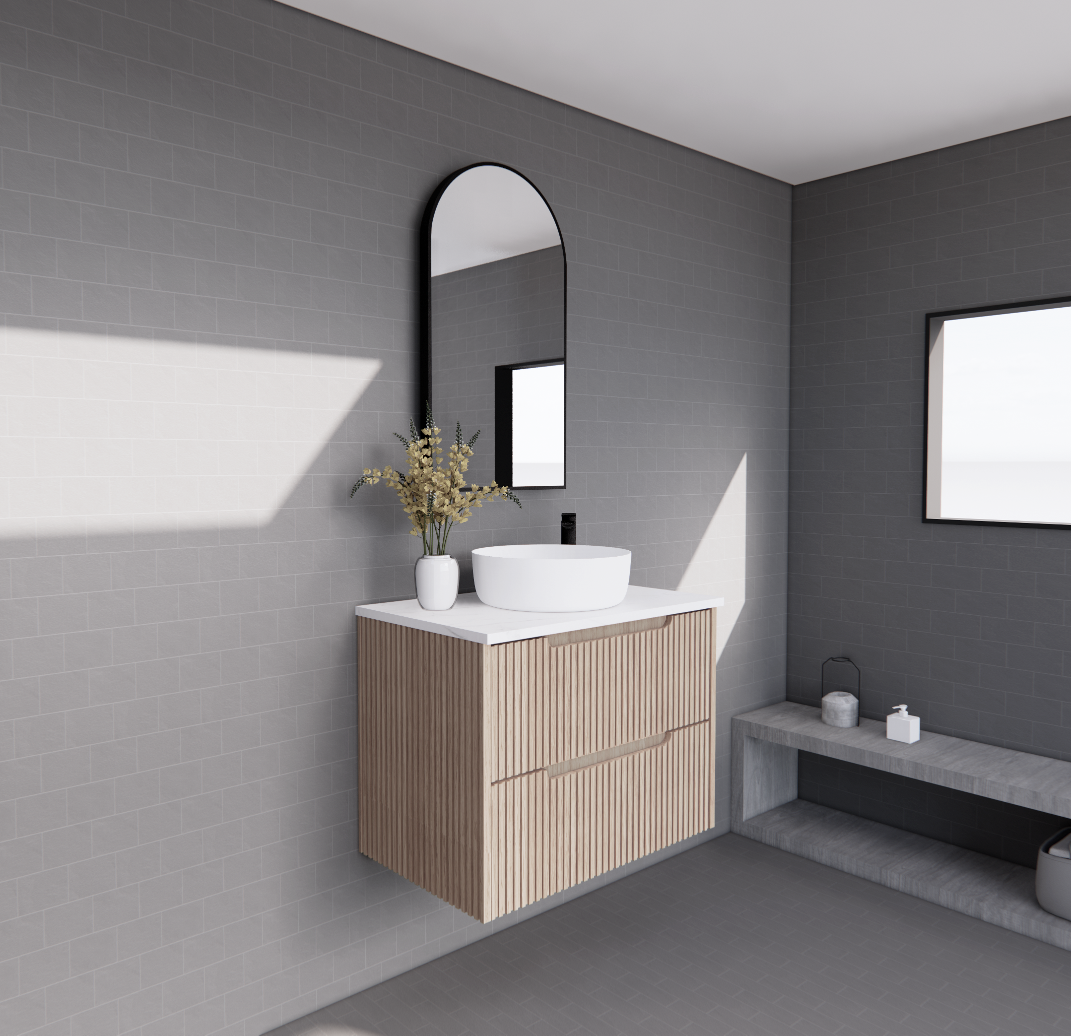 Bali American Oak Wall Hung Vanity