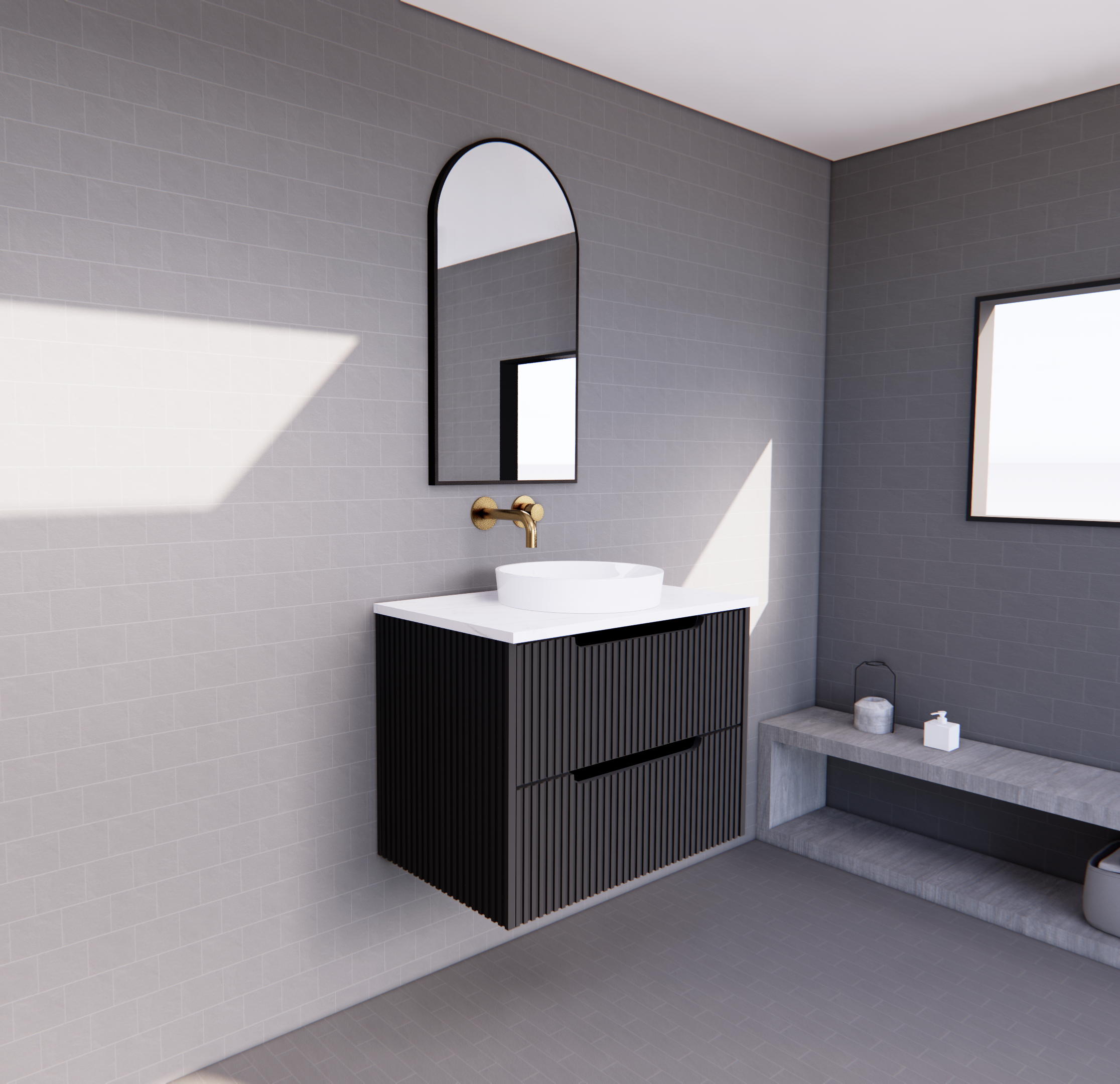 Bali Matte Black Wall Hung Vanity
