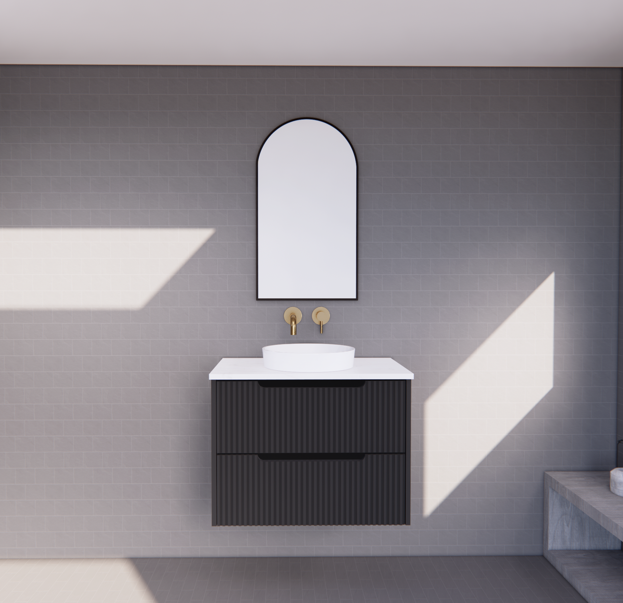 Bali Matte Black Wall Hung Vanity
