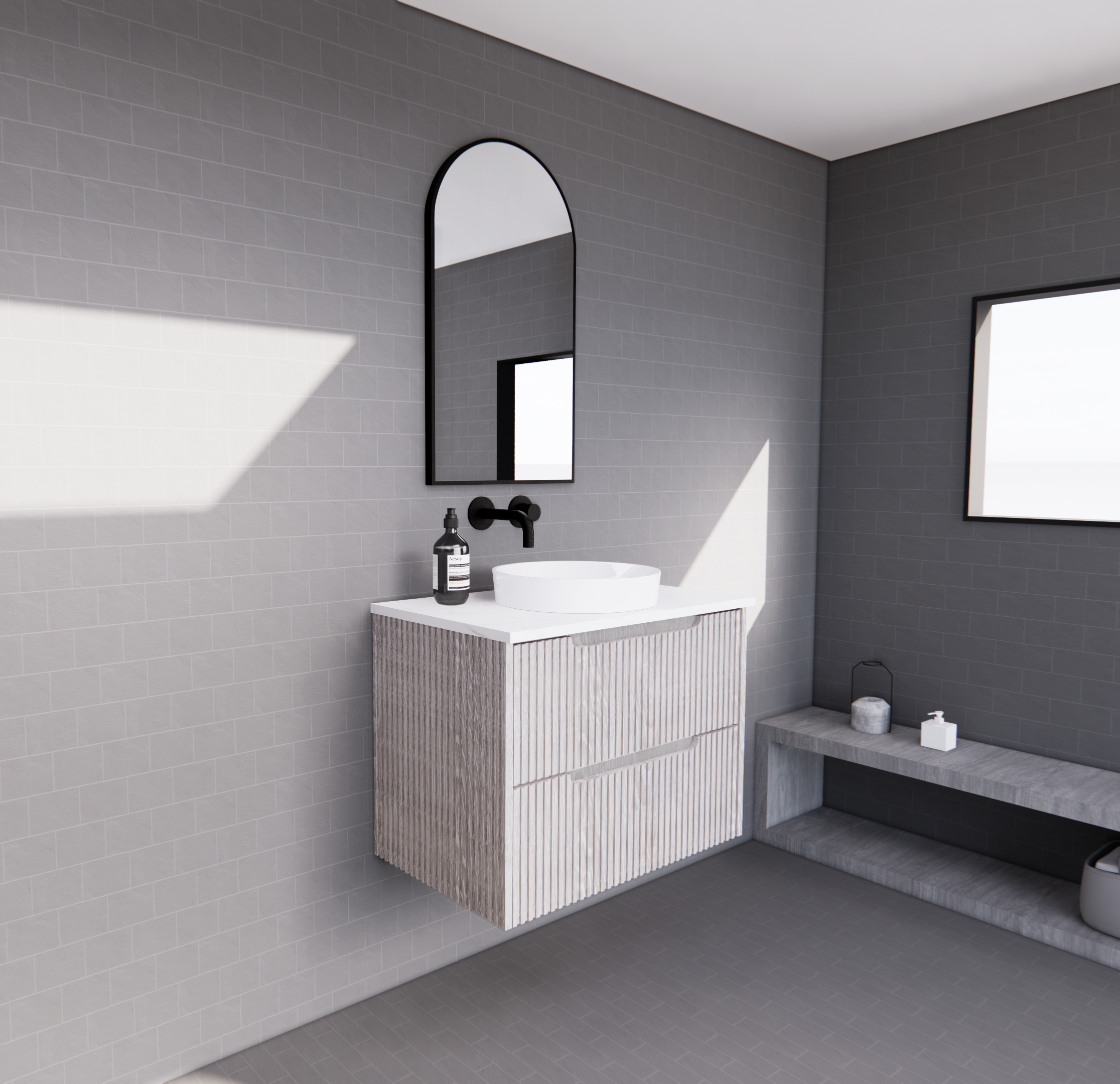 Bali White Oak Wall Hung Vanity