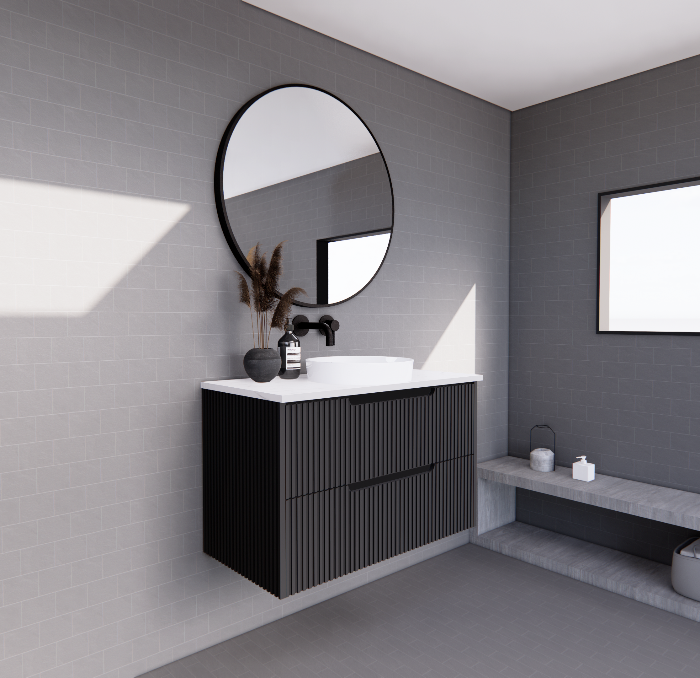 Bali Matte Black Wall Hung Vanity