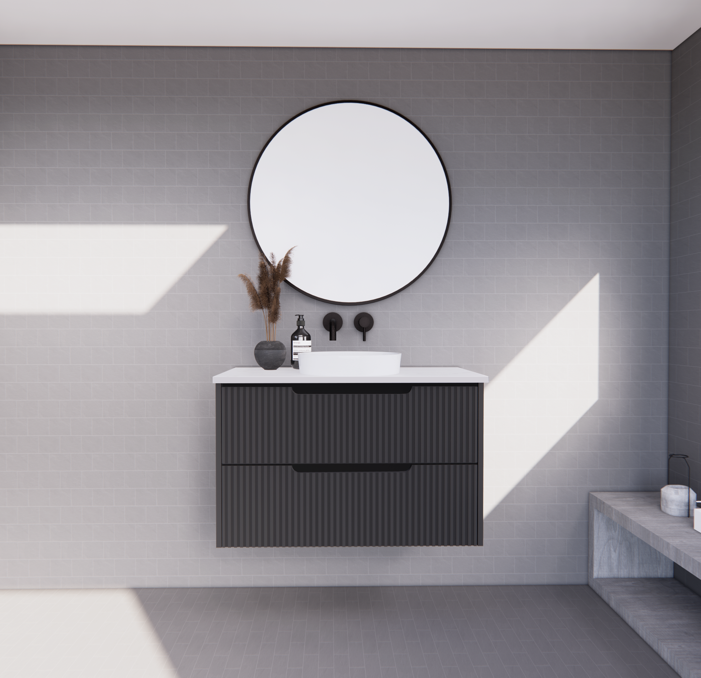Bali Matte Black Wall Hung Vanity