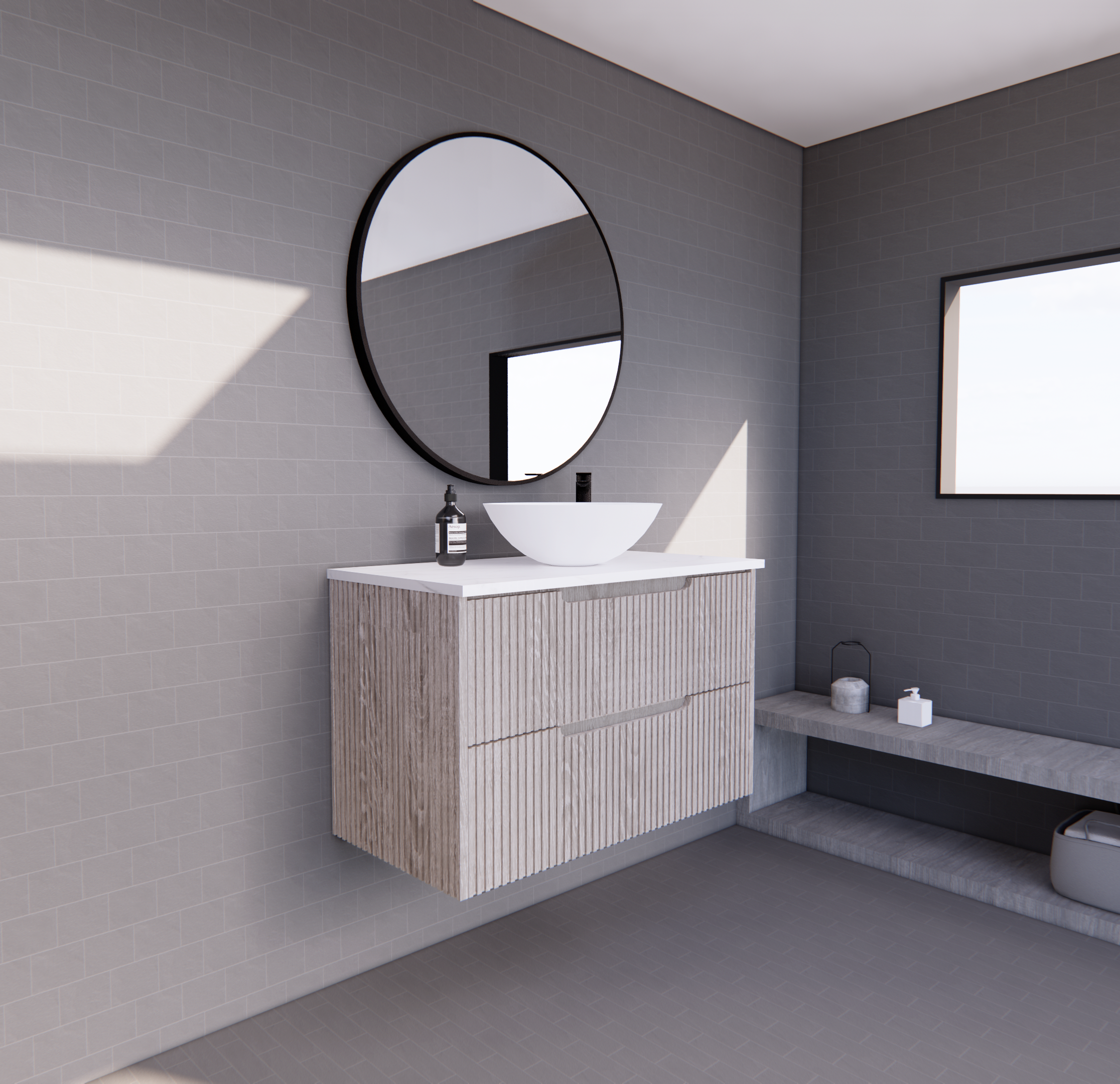 Bali White Oak Wall Hung Vanity