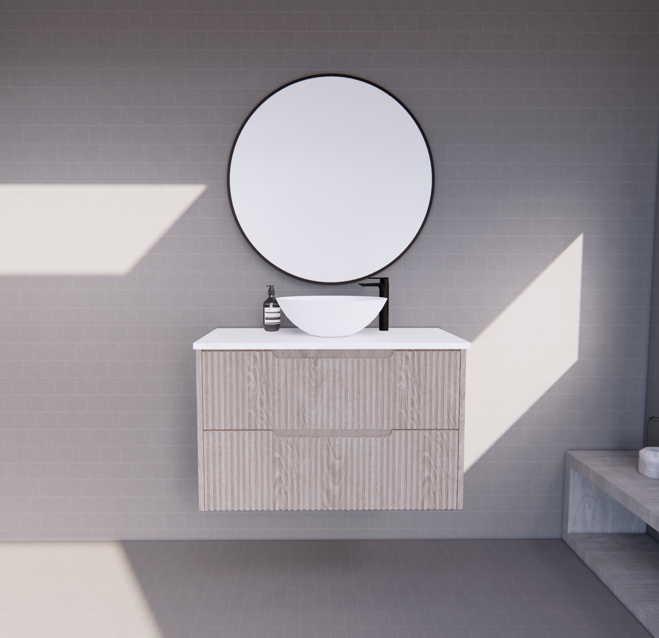 Bali White Oak Wall Hung Vanity