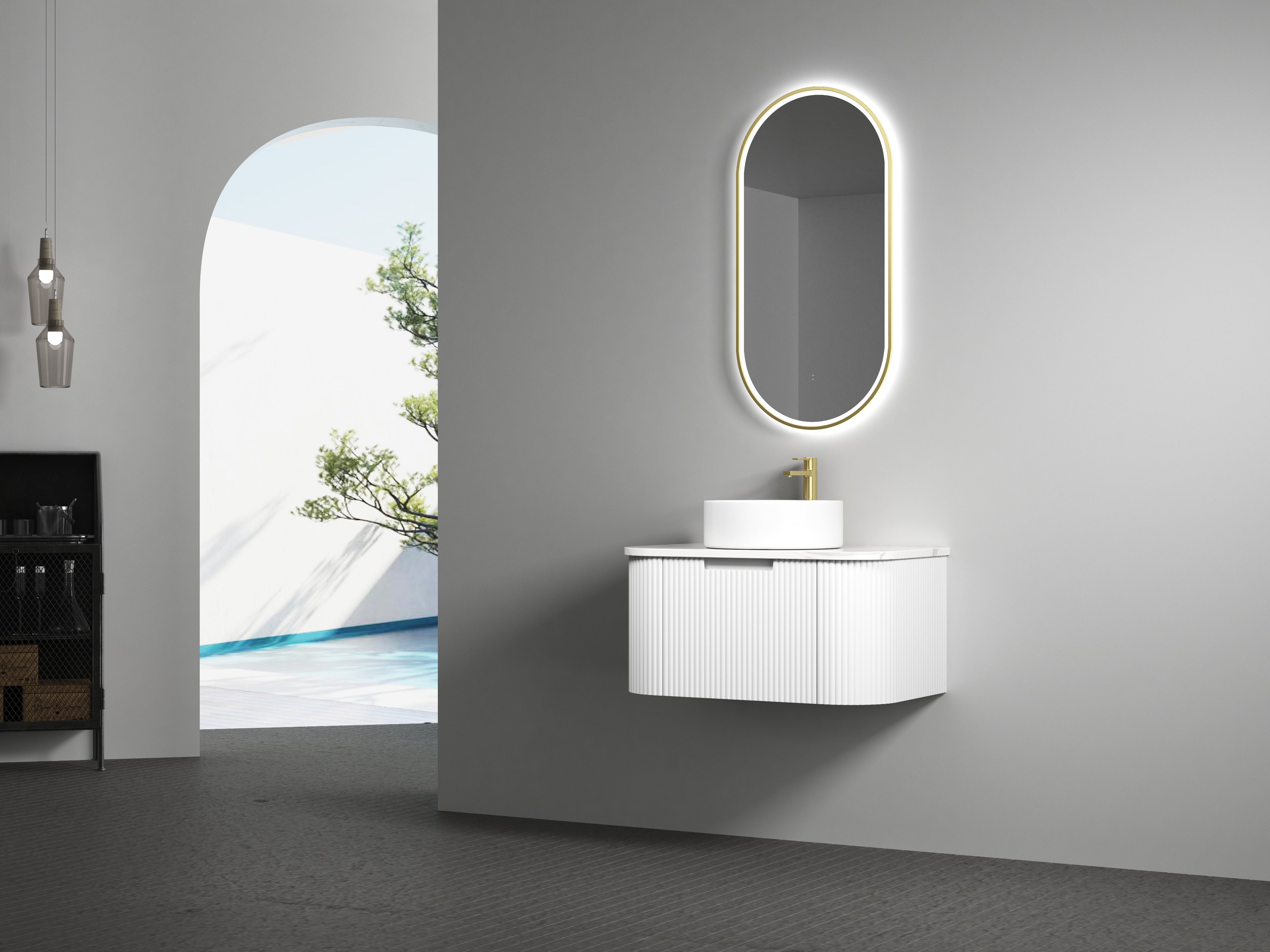 Aulic LED Beau Monde Brushed Gold Framed Mirror 450 x 900mm LMBM-450-BG