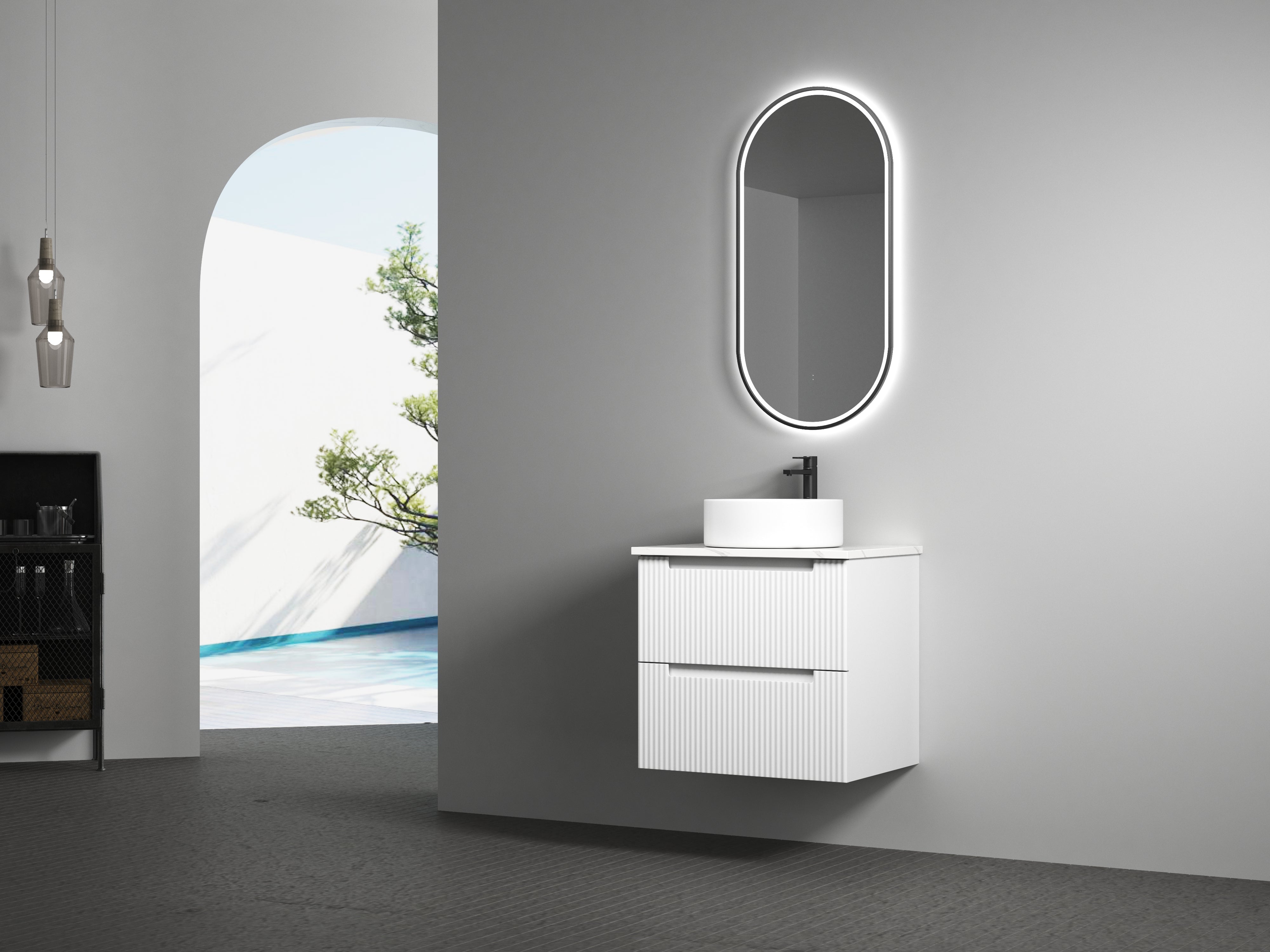 Aulic LED Beau Monde Matte Black Framed Mirror 450 x 900mm LMBM-450-MB