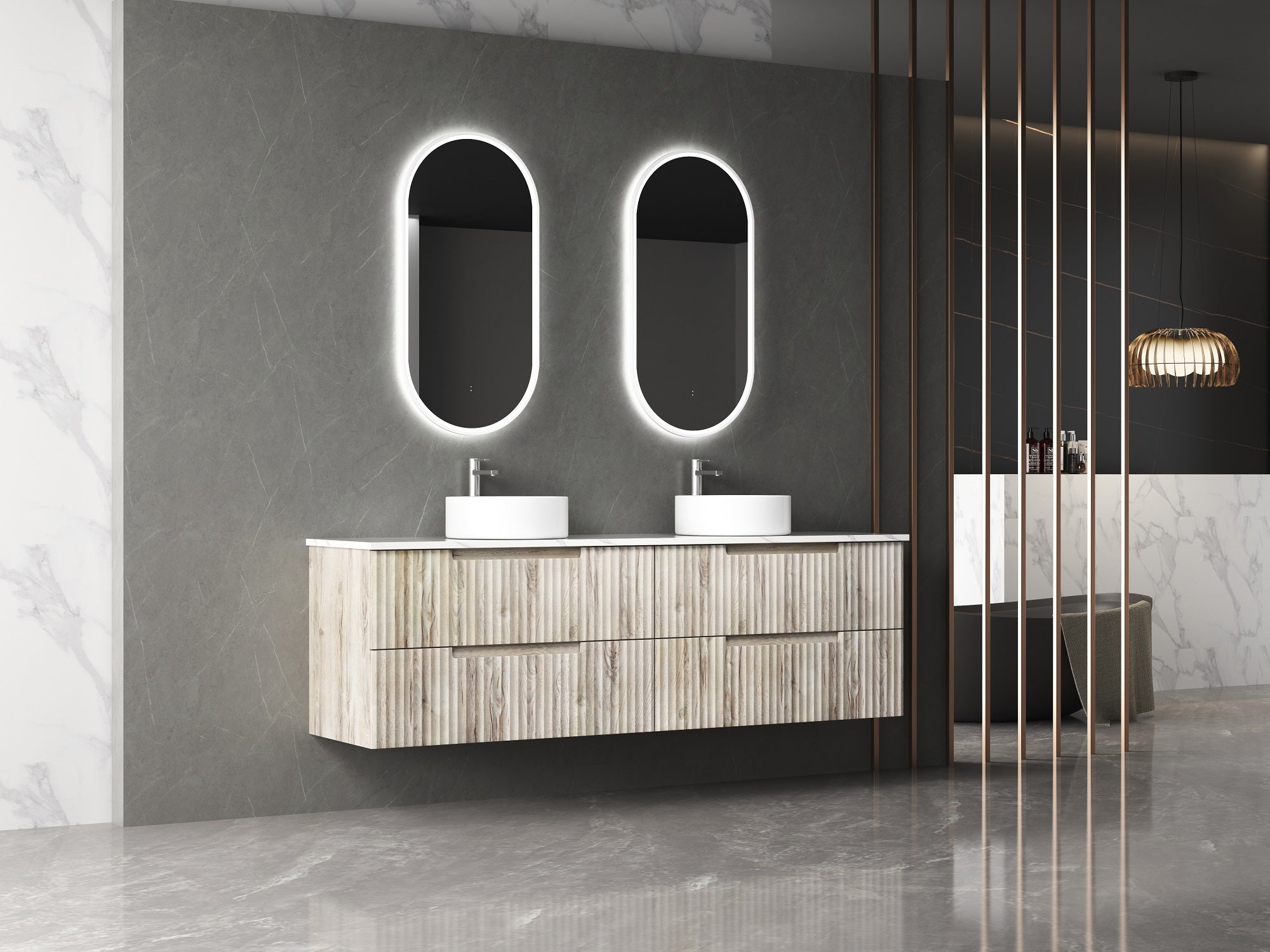 Aulic LED Beau Monde Matte White Framed Mirror 450 x 900mm LMBM-450-MW