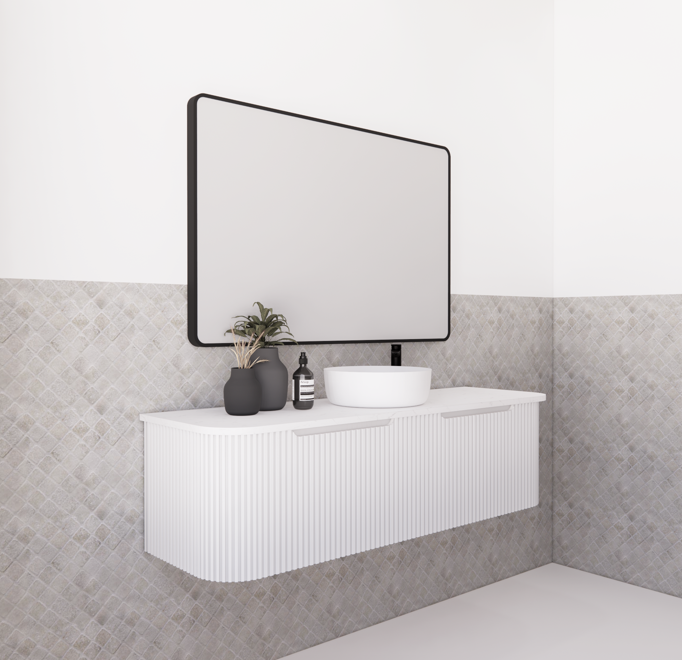 Riva Bergen Matte White Wall Hung Vanity