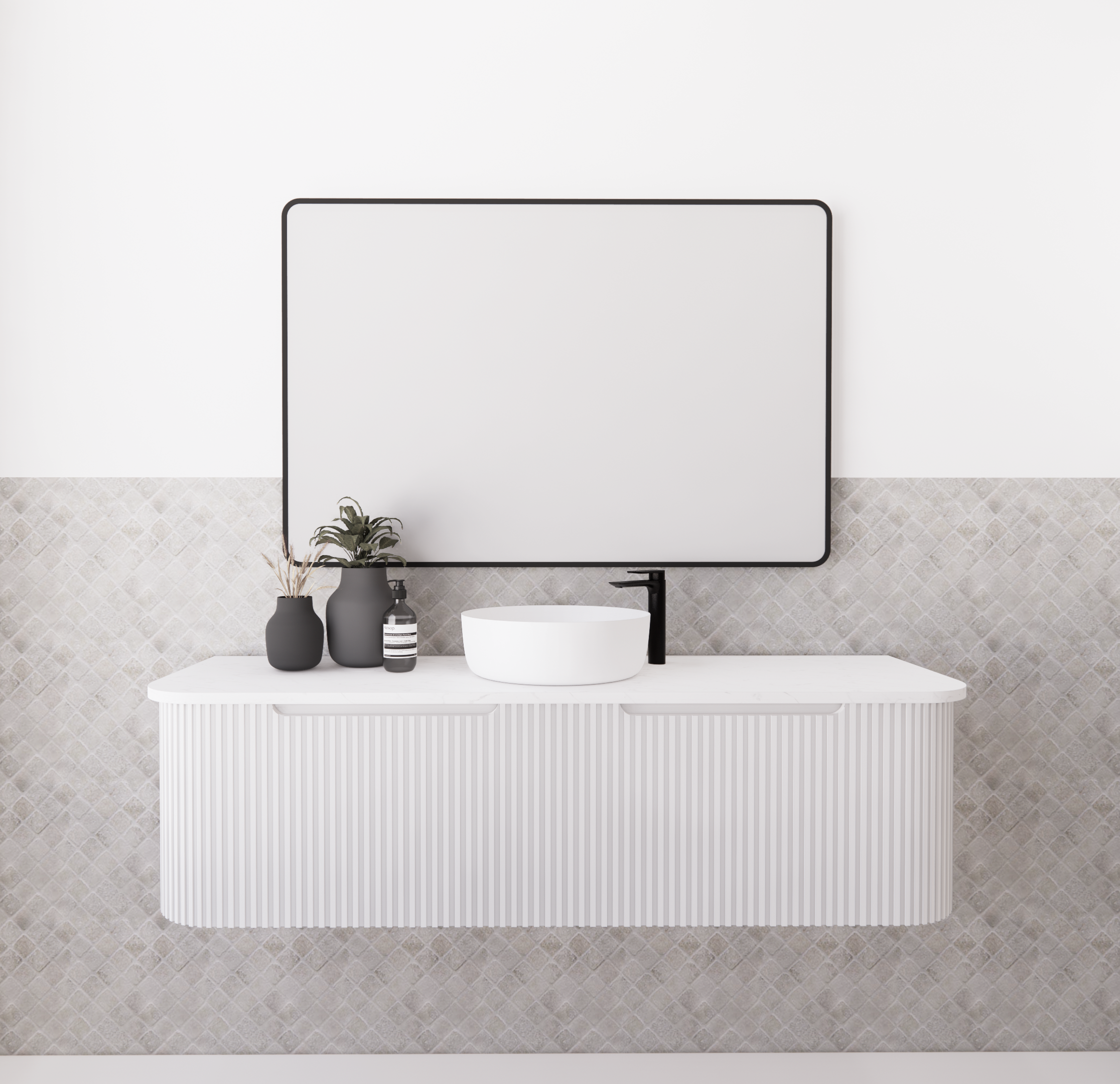 Riva Bergen Matte White Wall Hung Vanity