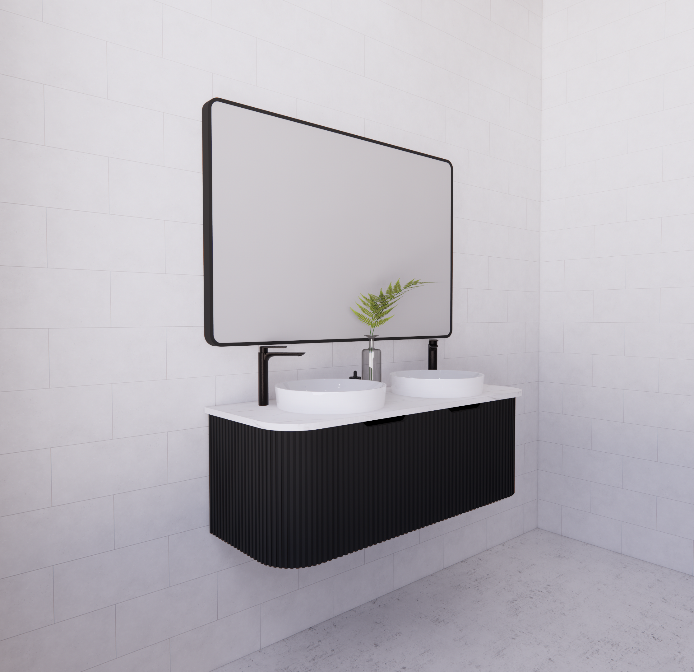 Riva Bergen Matte Black Wall Hung Vanity