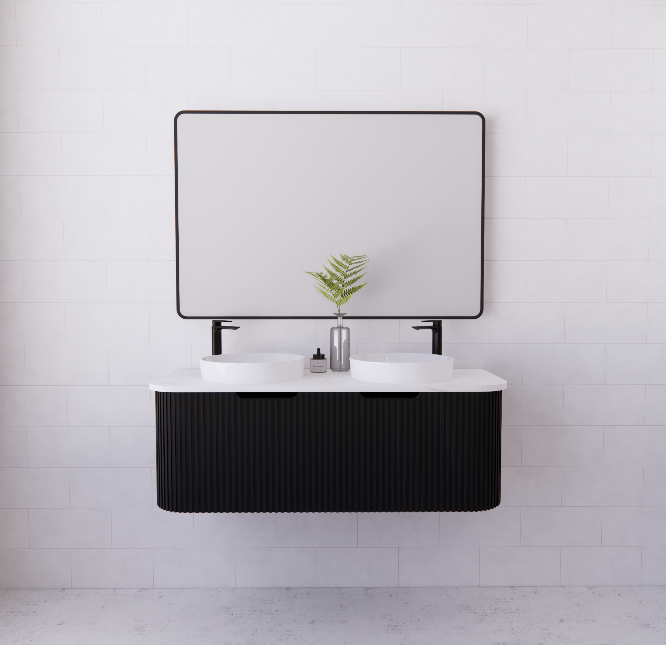 Riva Bergen Matte Black Wall Hung Vanity