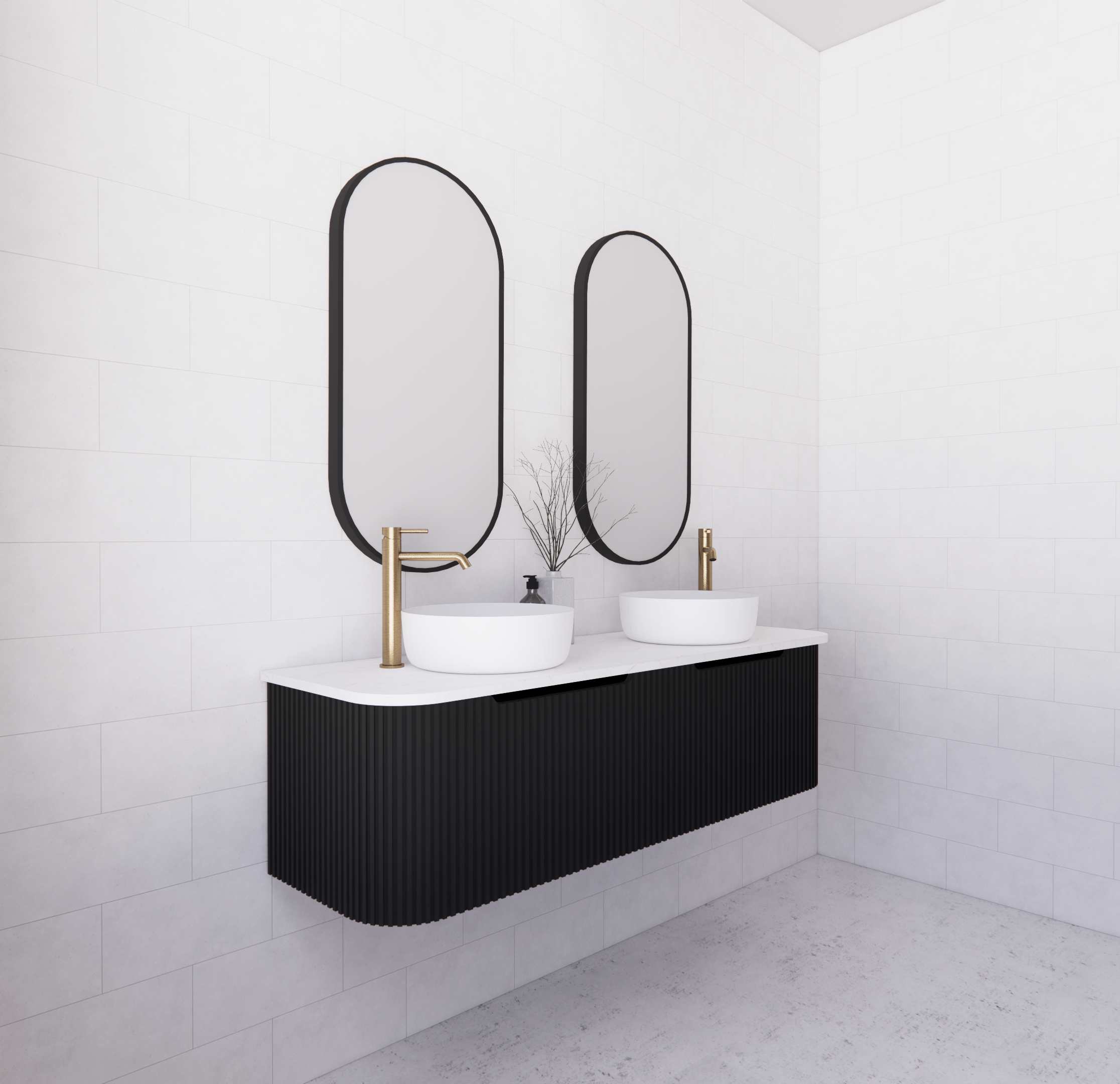 Riva Bergen Matte Black Wall Hung Vanity