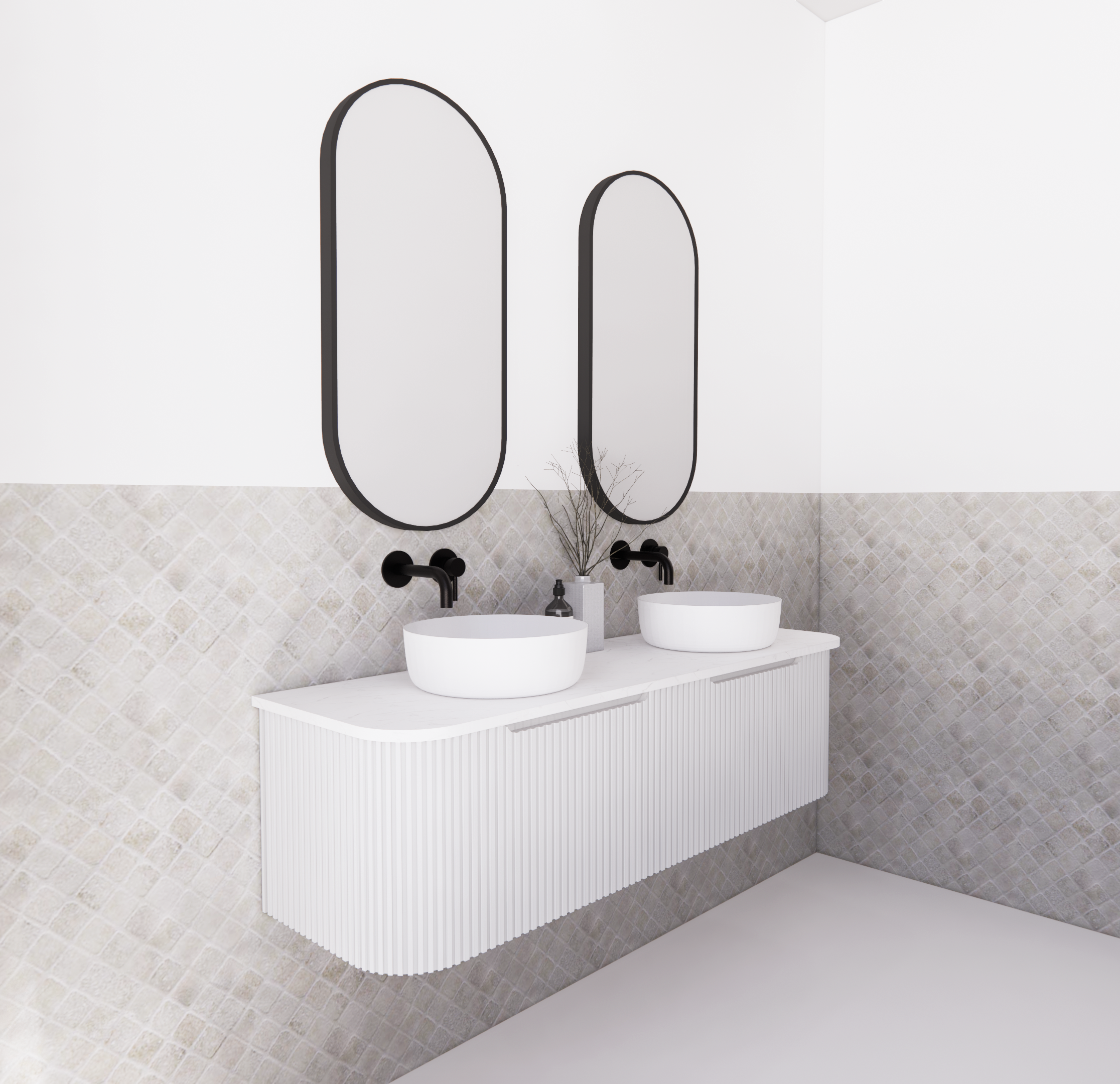 Riva Bergen Matte White Wall Hung Vanity