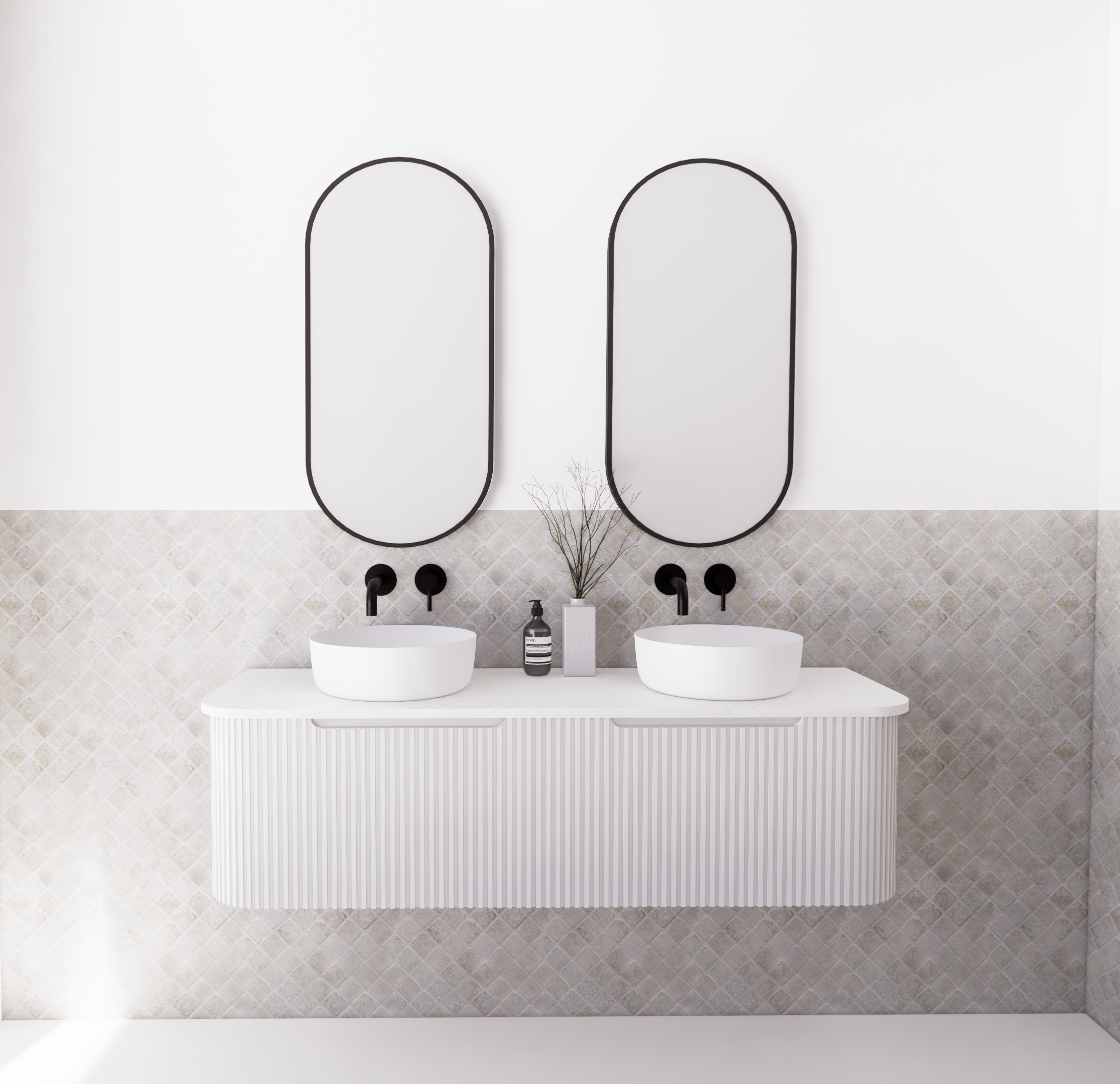 Riva Bergen Matte White Wall Hung Vanity