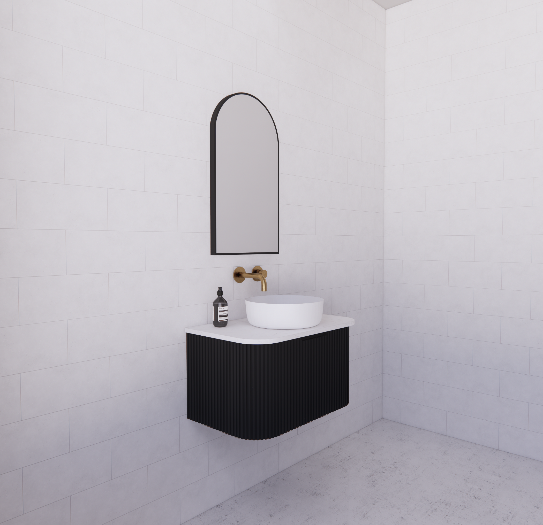 Riva Bergen Matte Black Wall Hung Vanity