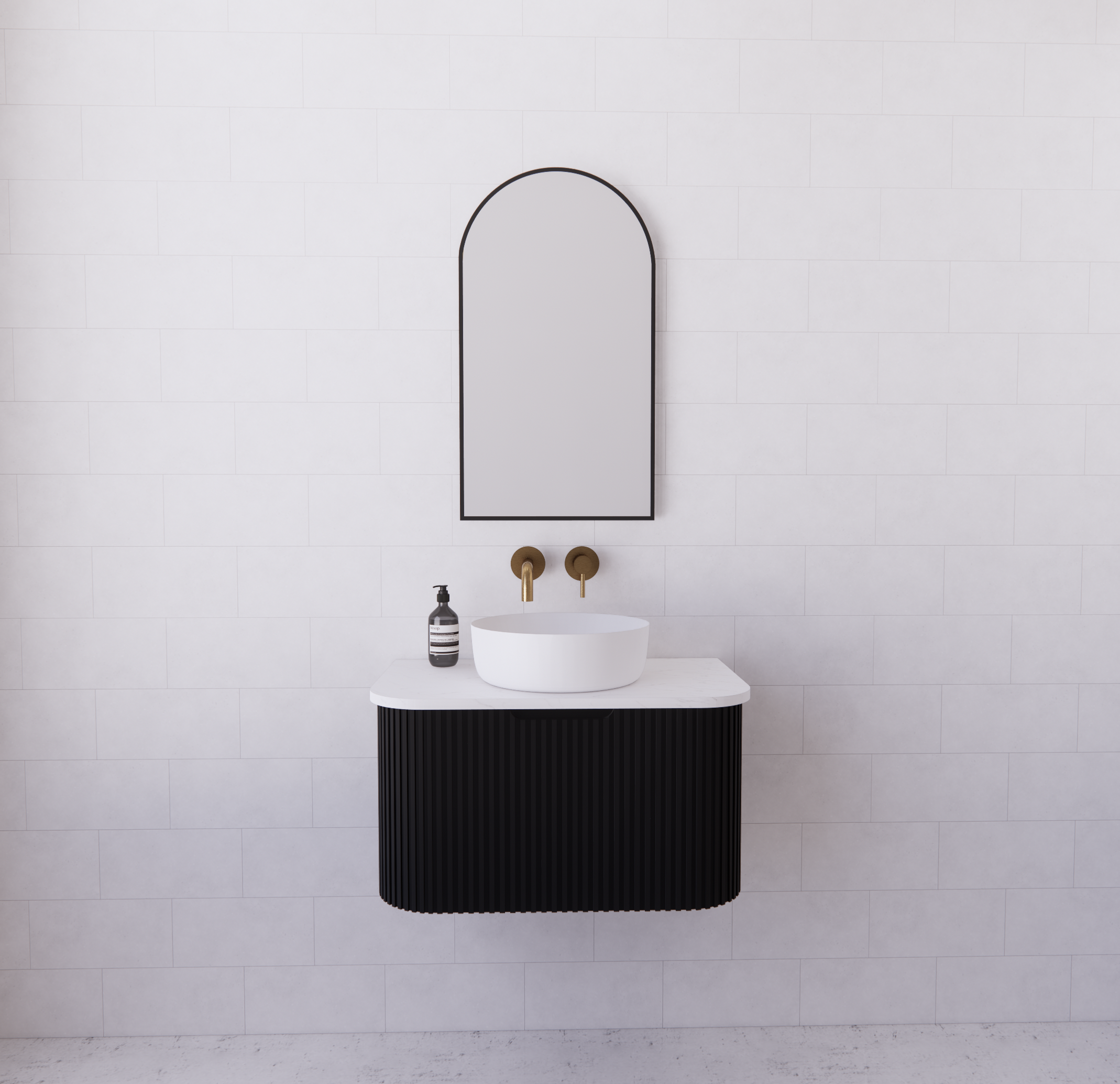 Riva Bergen Matte Black Wall Hung Vanity