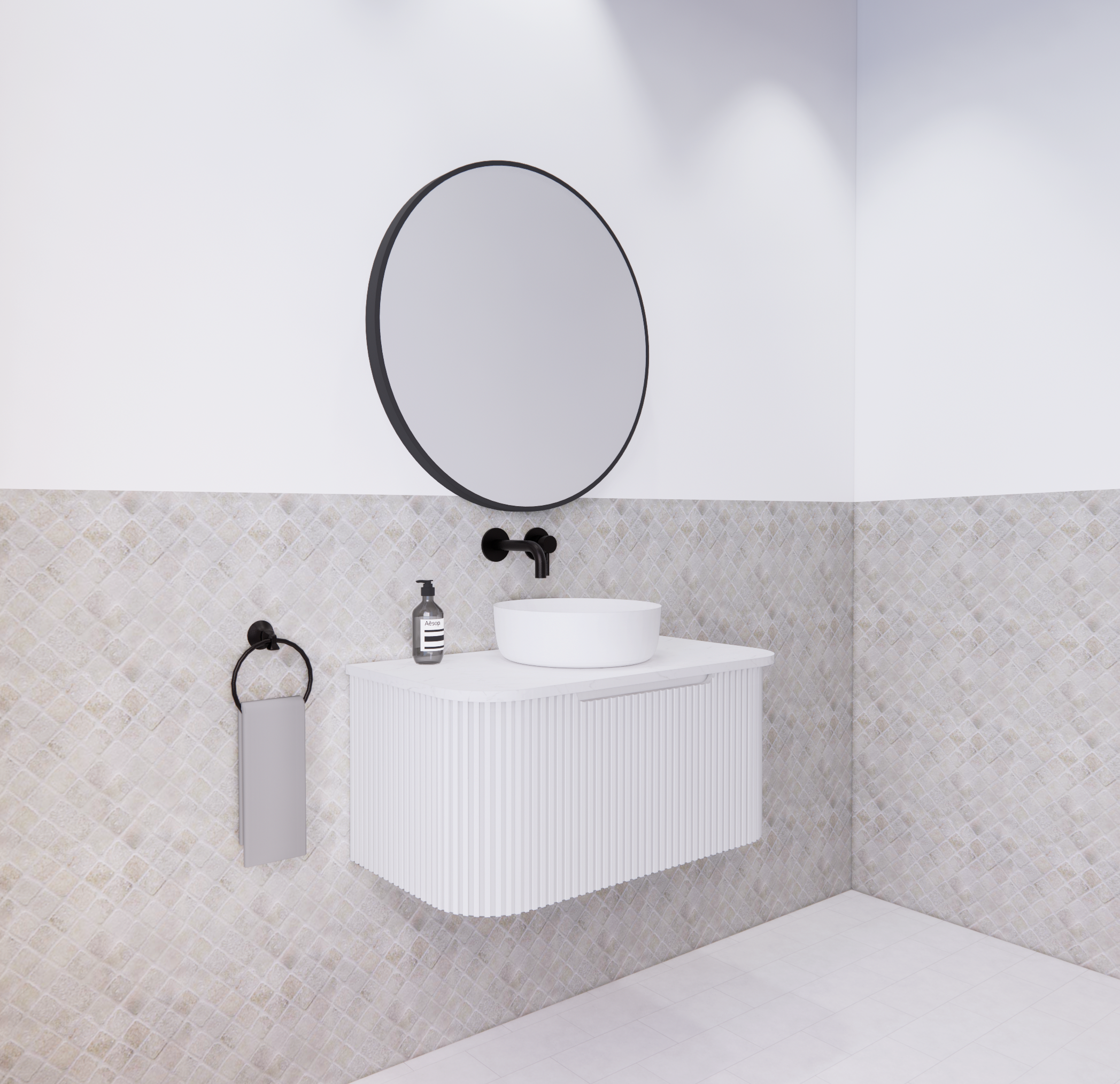 Riva Bergen Matte White Wall Hung Vanity