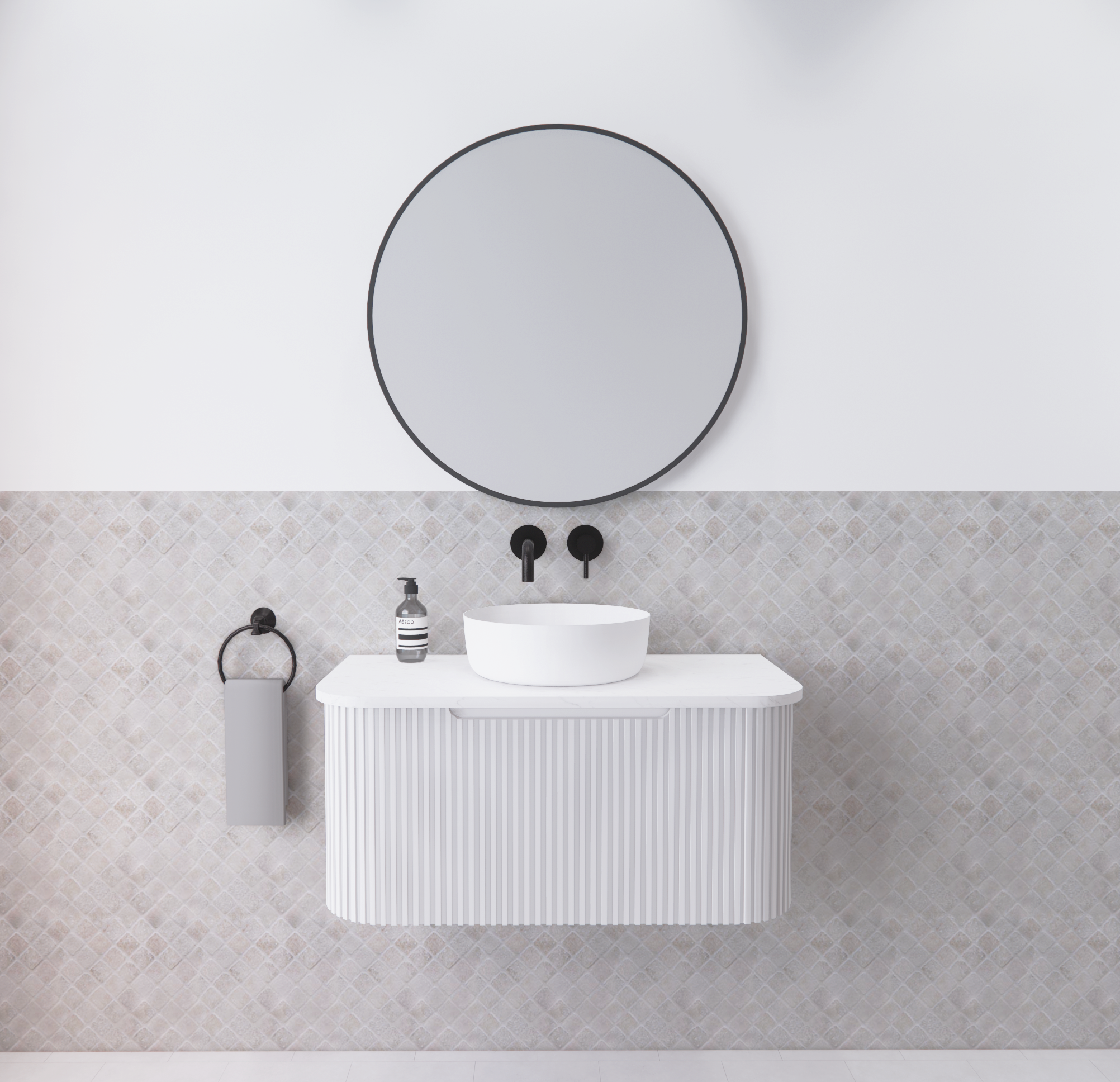 Riva Bergen Matte White Wall Hung Vanity