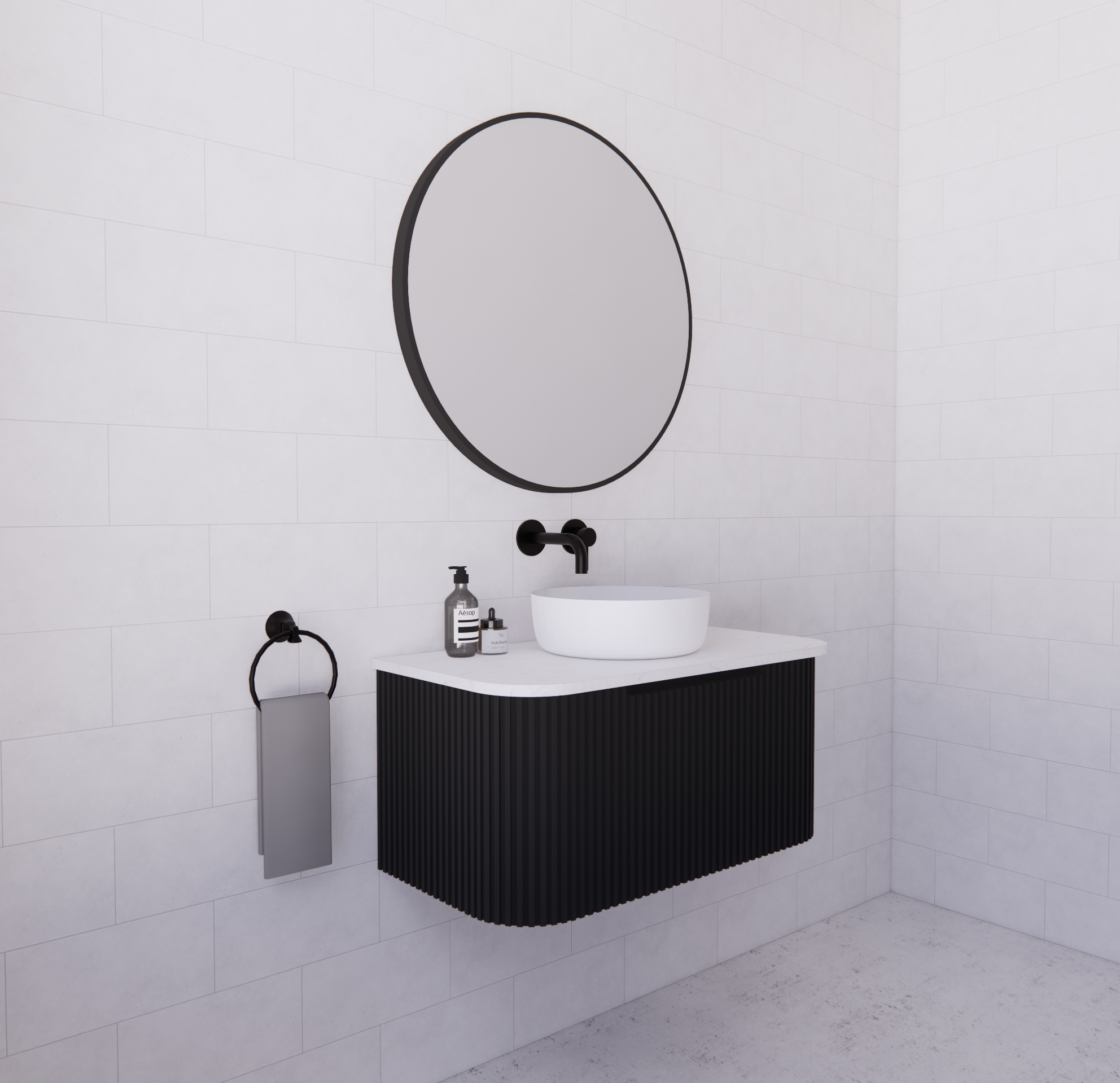 Riva Bergen Matte Black Wall Hung Vanity