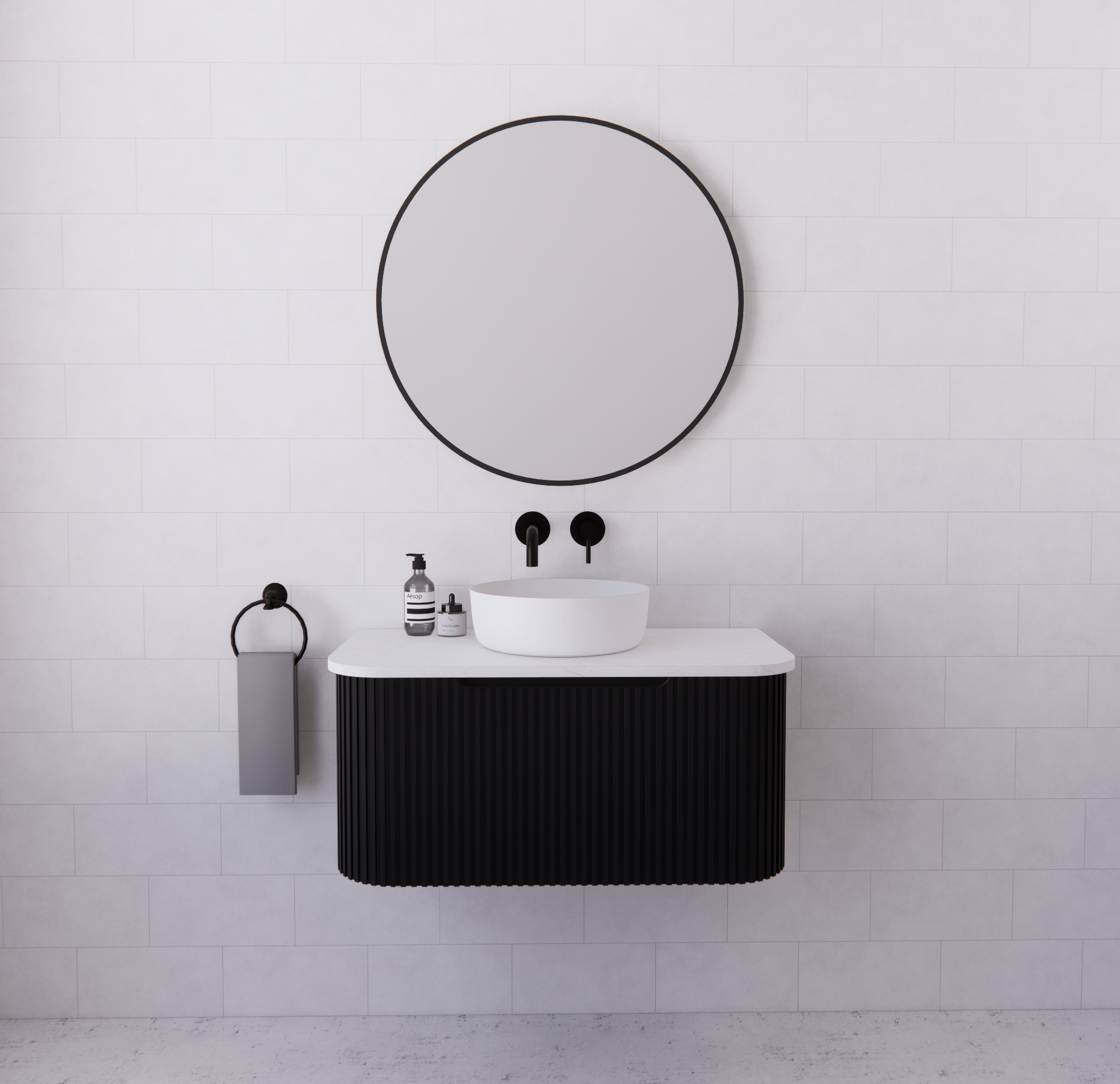 Riva Bergen Matte Black Wall Hung Vanity