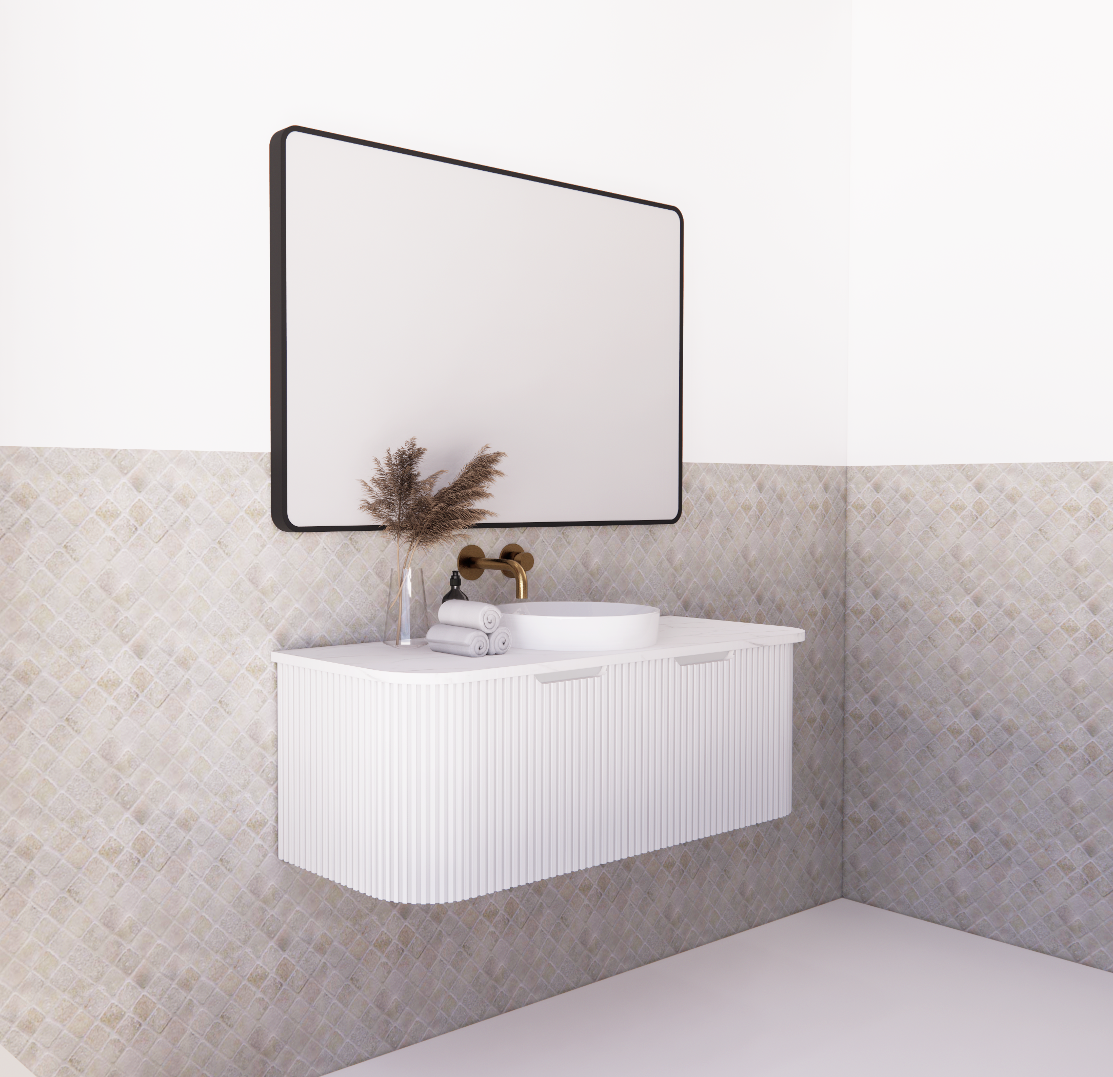 Riva Bergen Matte White Wall Hung Vanity