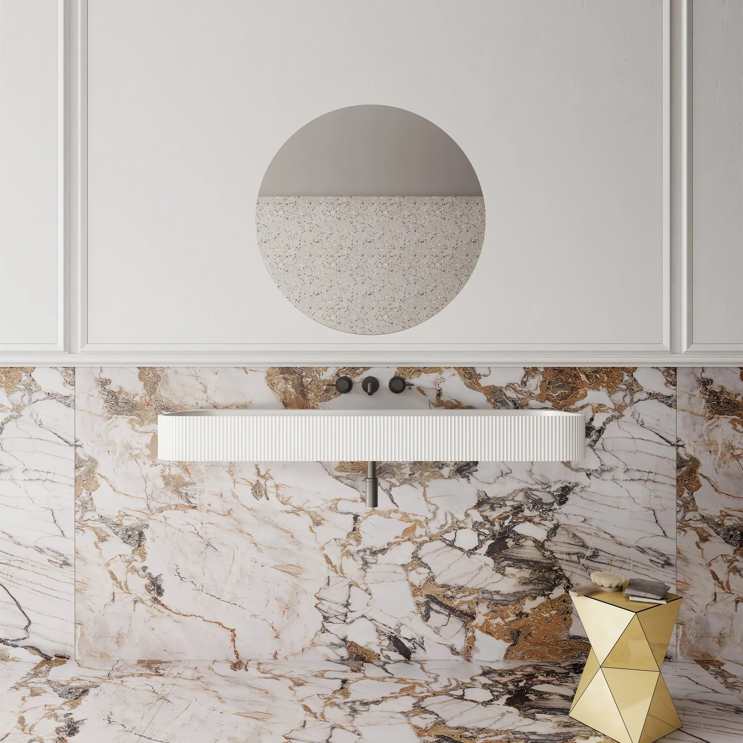 Cassa Design V-Groove Solid Surface Wall Basin Matte White