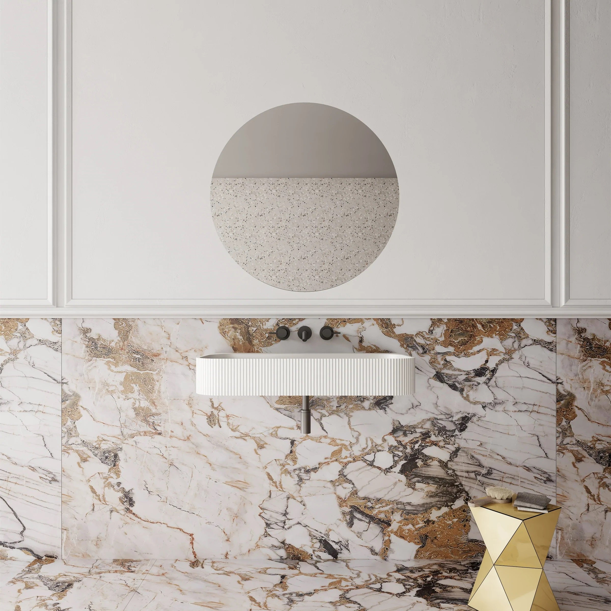 Cassa Design V-Groove Solid Surface Wall Basin Matte White