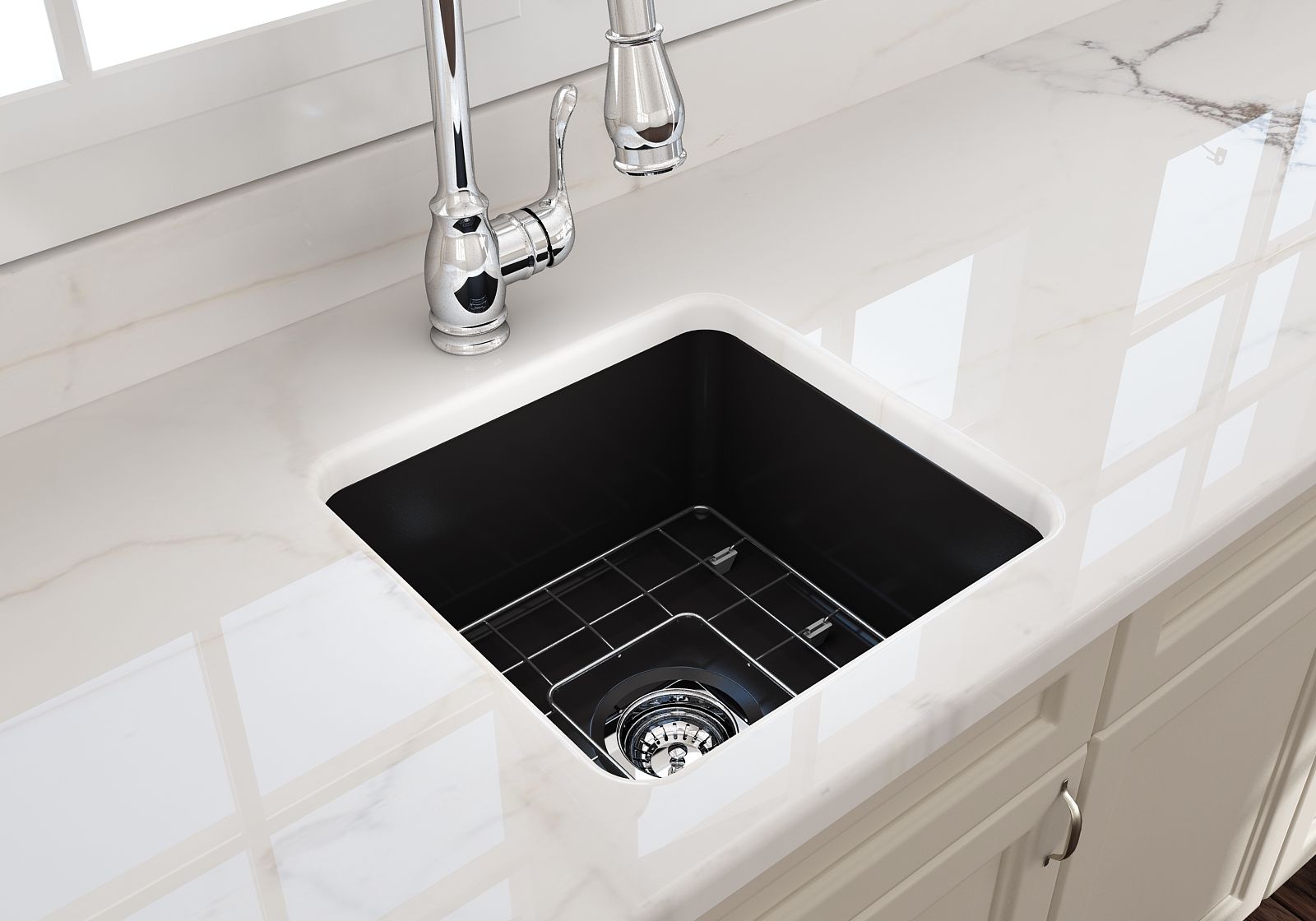 Turner Hastings Cuisine 46 x 46 Fine Fireclay Inset/Undermount Sink Matte Black CU46FS-MB