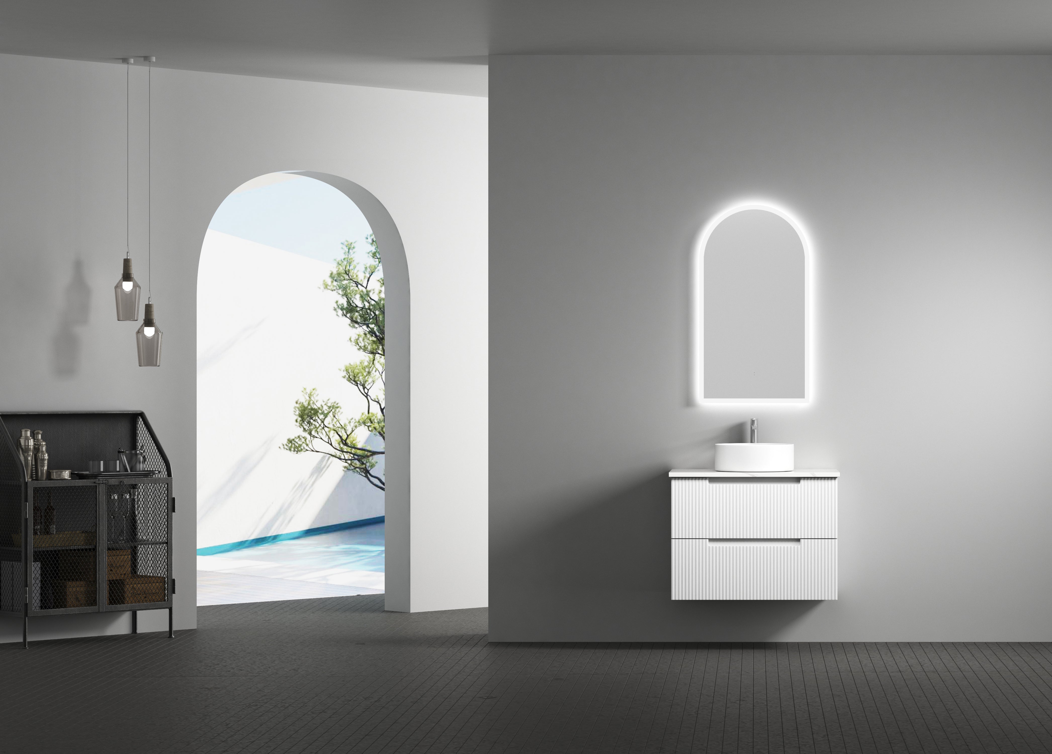 Aulic LED Canterbury Matte White Framed Mirror 500 x 900mm LMCAN-500-MW